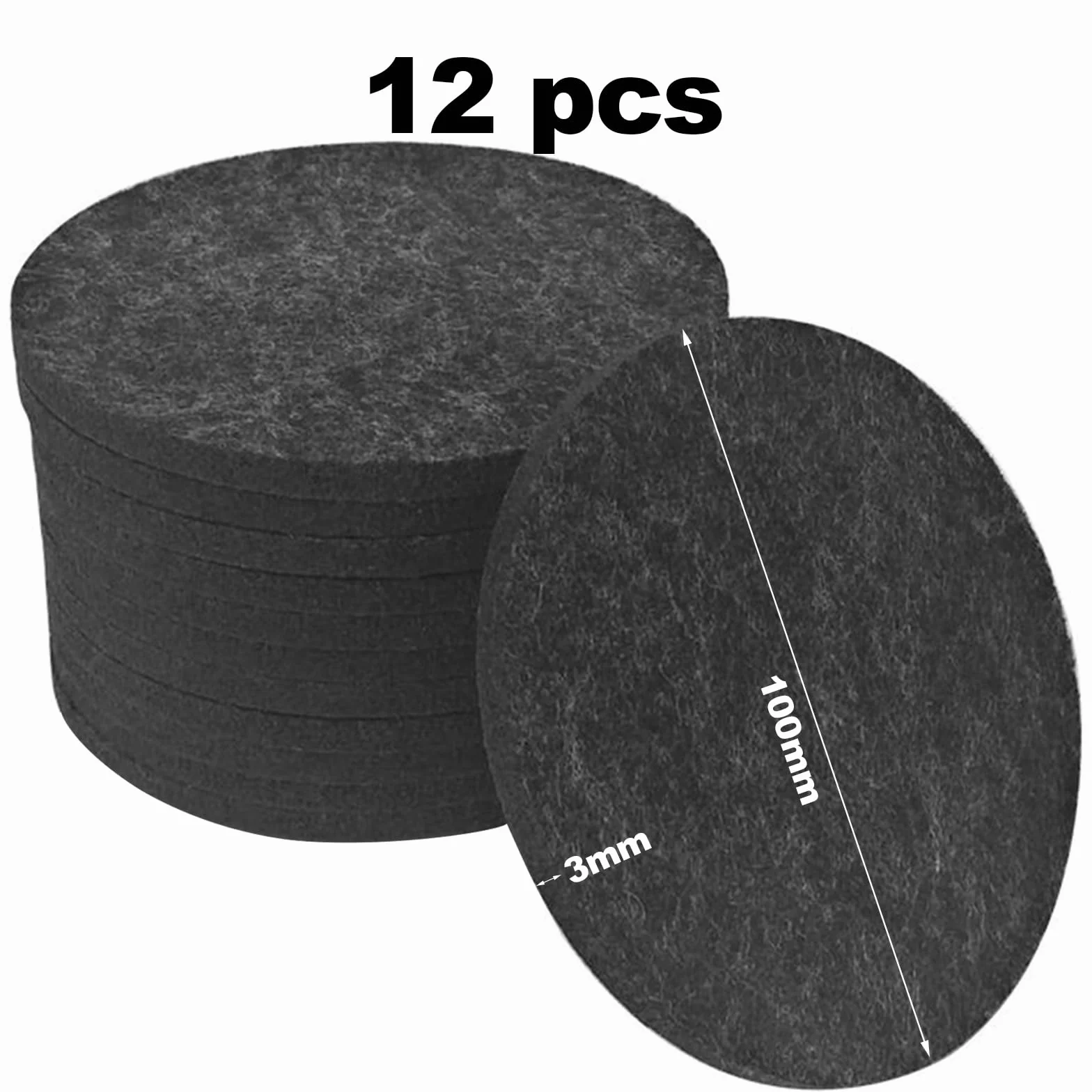 12 Piezas Posavasos de Fieltro Redondo,10 cm Diámetro Grosor 3 mm Posavasos Antideslizante Aislado y Resistentes al Calor Lavables Premium para Vasos Taza Macetas Café o Té Etc (Gris Oscuro)