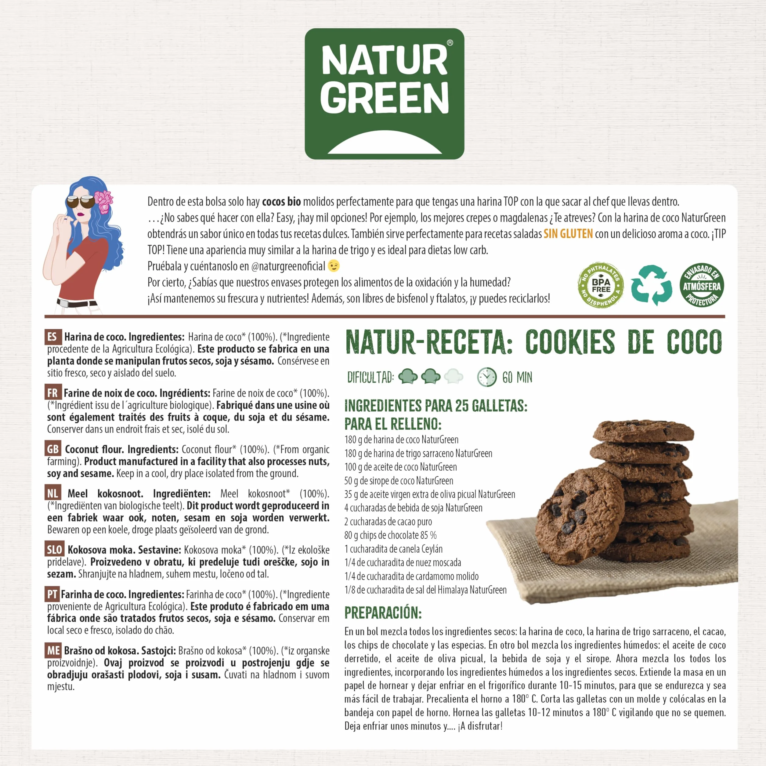 Naturgreen Harina de Coco Bio sin Gluten 500 gr
