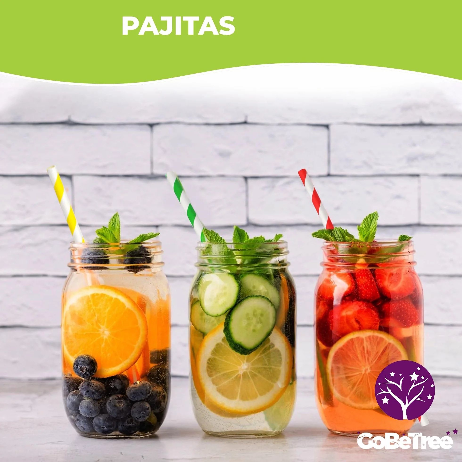 GoBeTree Pajitas de Papel Desechables Cartón Multicapa 20 cm Colores Variados para Café Té Cócteles