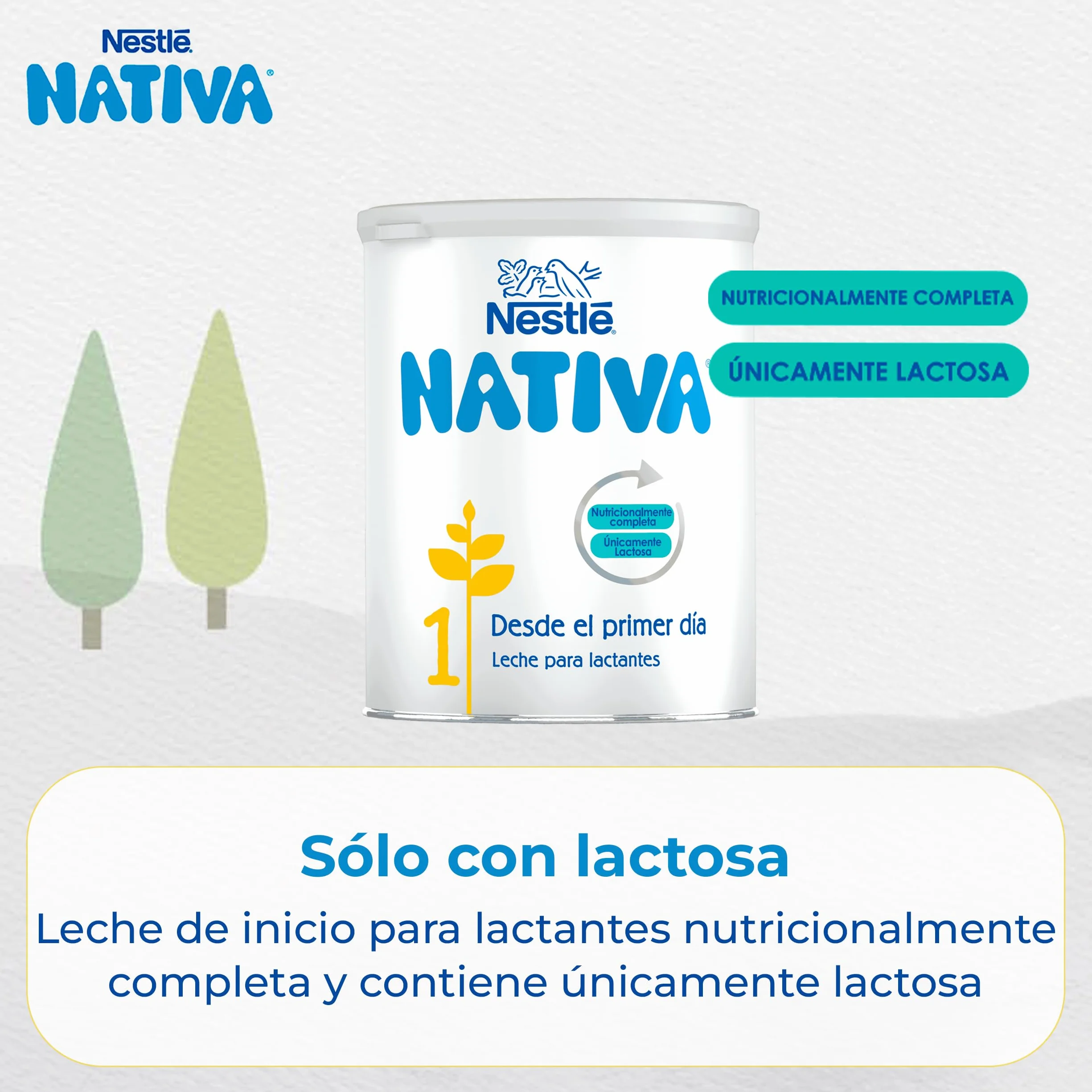 Nestlé NATIVA 1 Leche para bebés en polvo, bote 800g