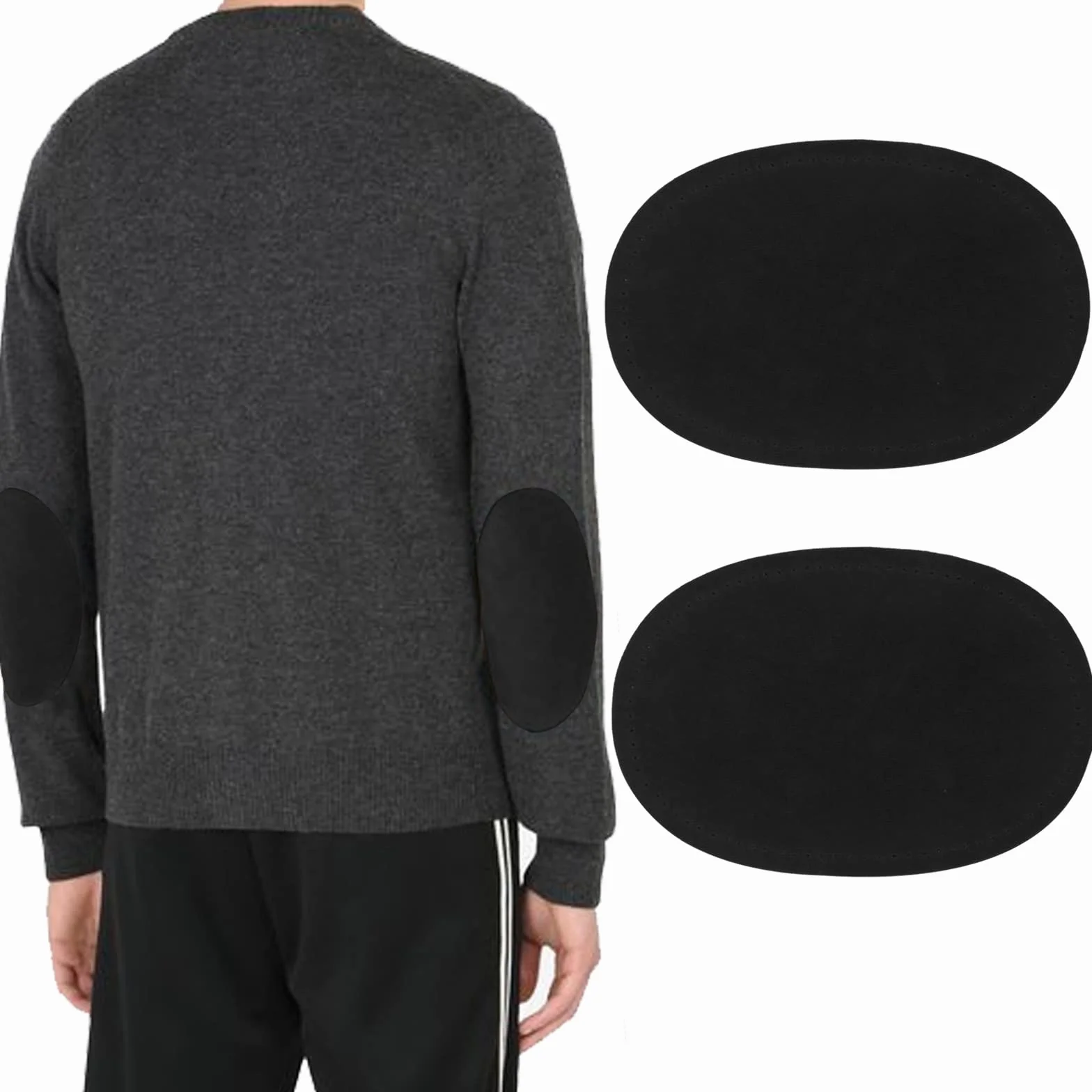 Parches de codo y rodilla, parches de reparación para coser, suministros de manualidades, 2 paquetes (negro y negro)