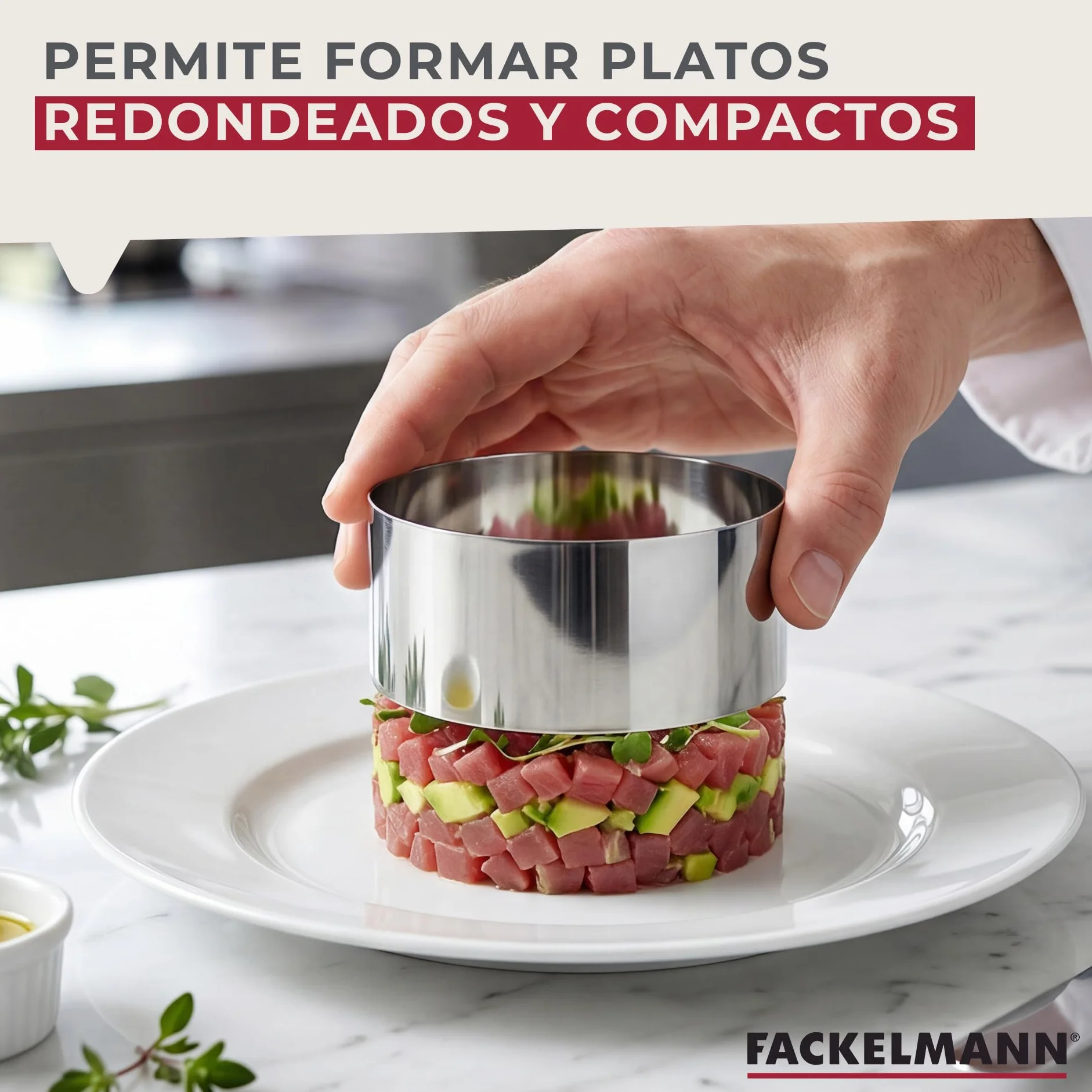 Fackelmann 6 Aros de Cocina, Moldes para Emplatar y dar forma a los alimentos, Diferentes tamaños, Acero Inoxidable, Color Gris, 5-6-7-8-10-12 x 4.5 cm, 6 Uds