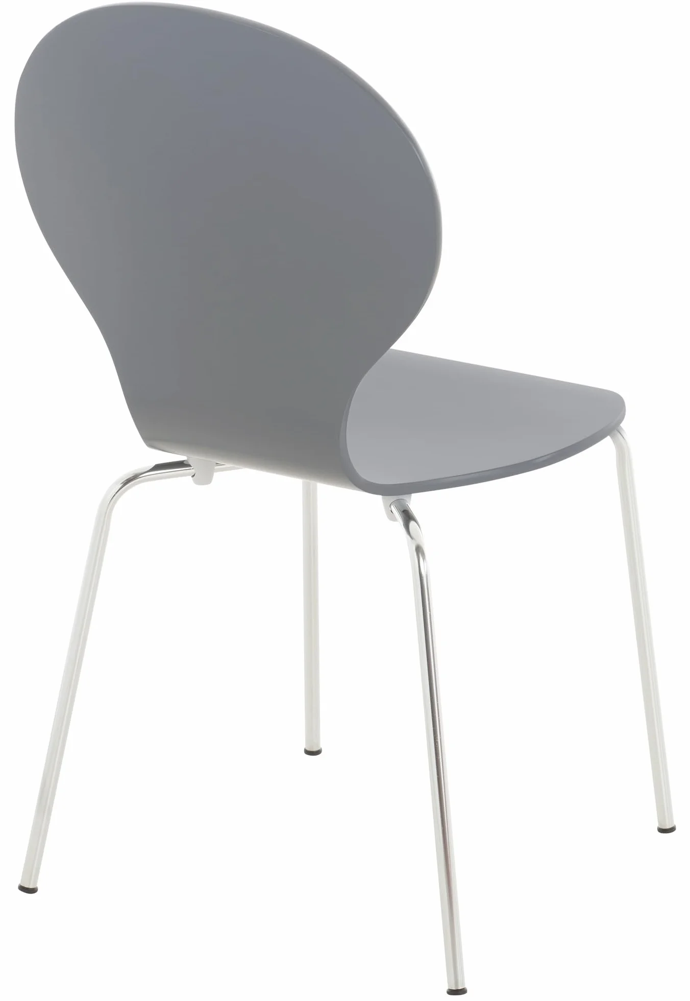 CLP Set de 2 Sillas de Comedor Apilable Diego con Asiento de Madera y Base de Metal, Gris