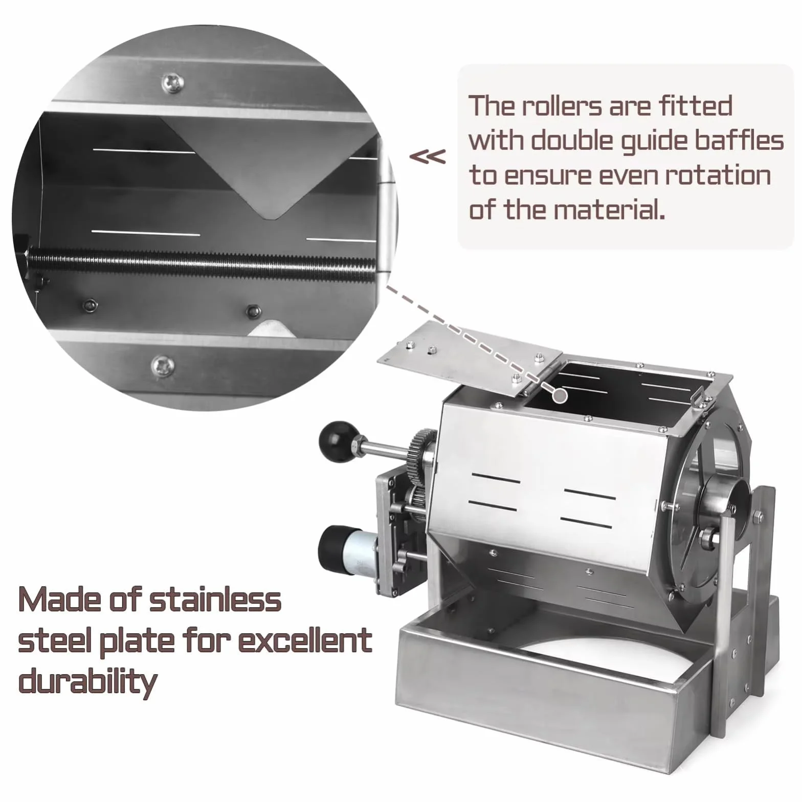 Tostador Eléctrico de Granos de Café 800 G con Termómetro, Acero Inoxidable