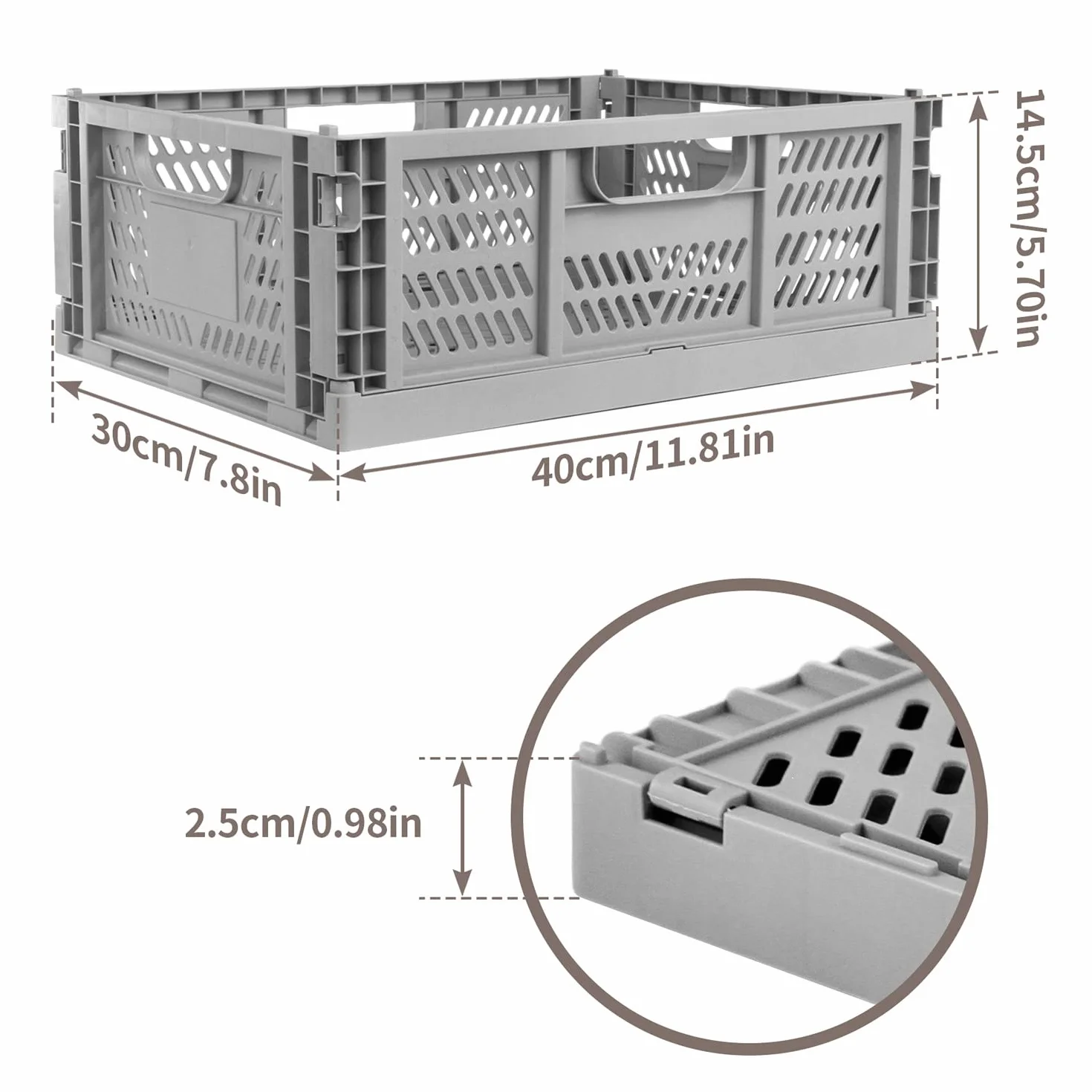 Spesh 2 Piezas Cajas de Almacenaje Plegables Mini Cajas de Almacenaje Cestas de Almacenaje Apilables Cajas de PláStico Plegables para Escritorio,Estantería,Cajón