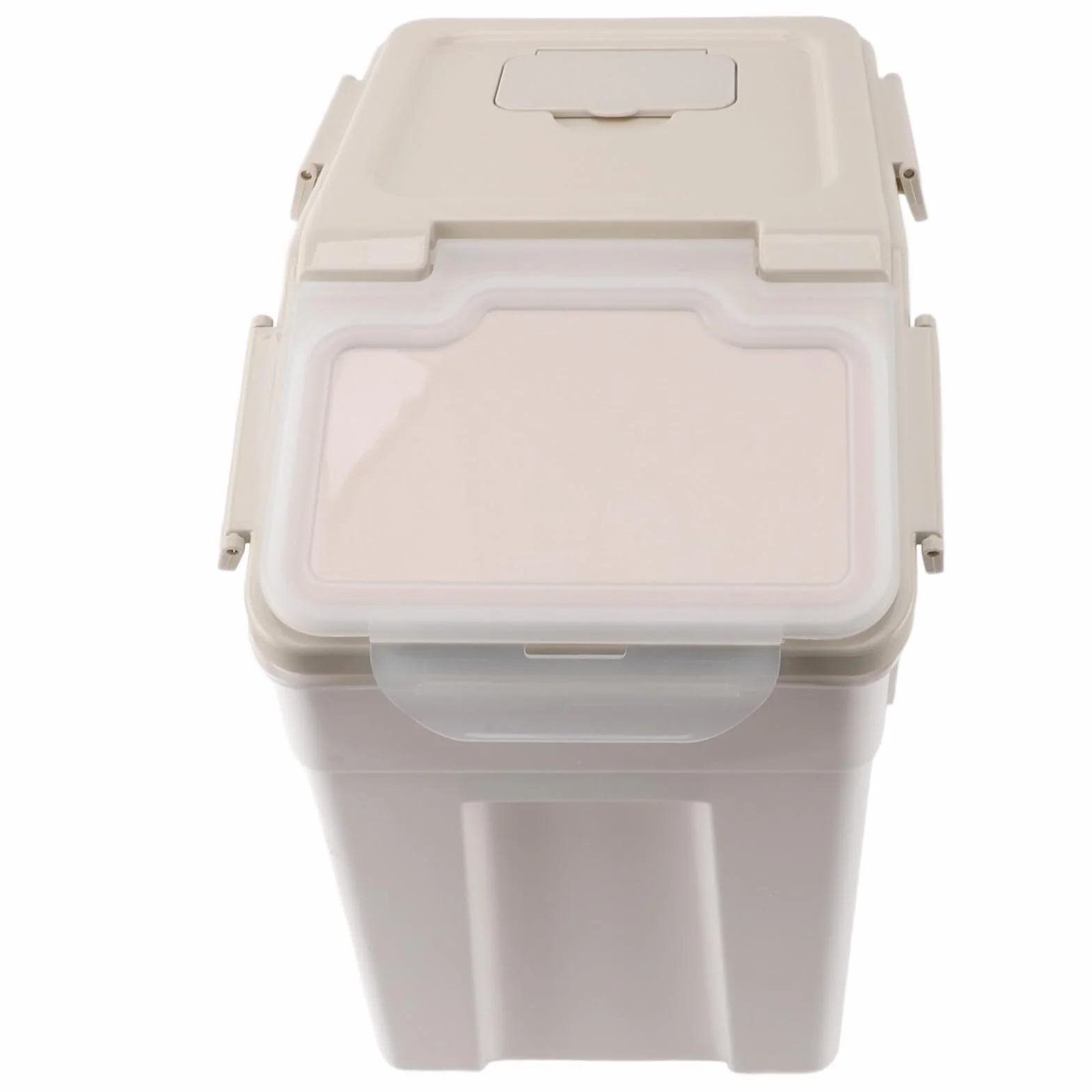 Contenedor de Almacenamiento de Arroz de PP Engrosado, Diseño Hermético Duradero, Tapa de Taza Medidora, Almacenamiento Multifuncional para Cocina, Color Beige (25 kg/55,1 libras)