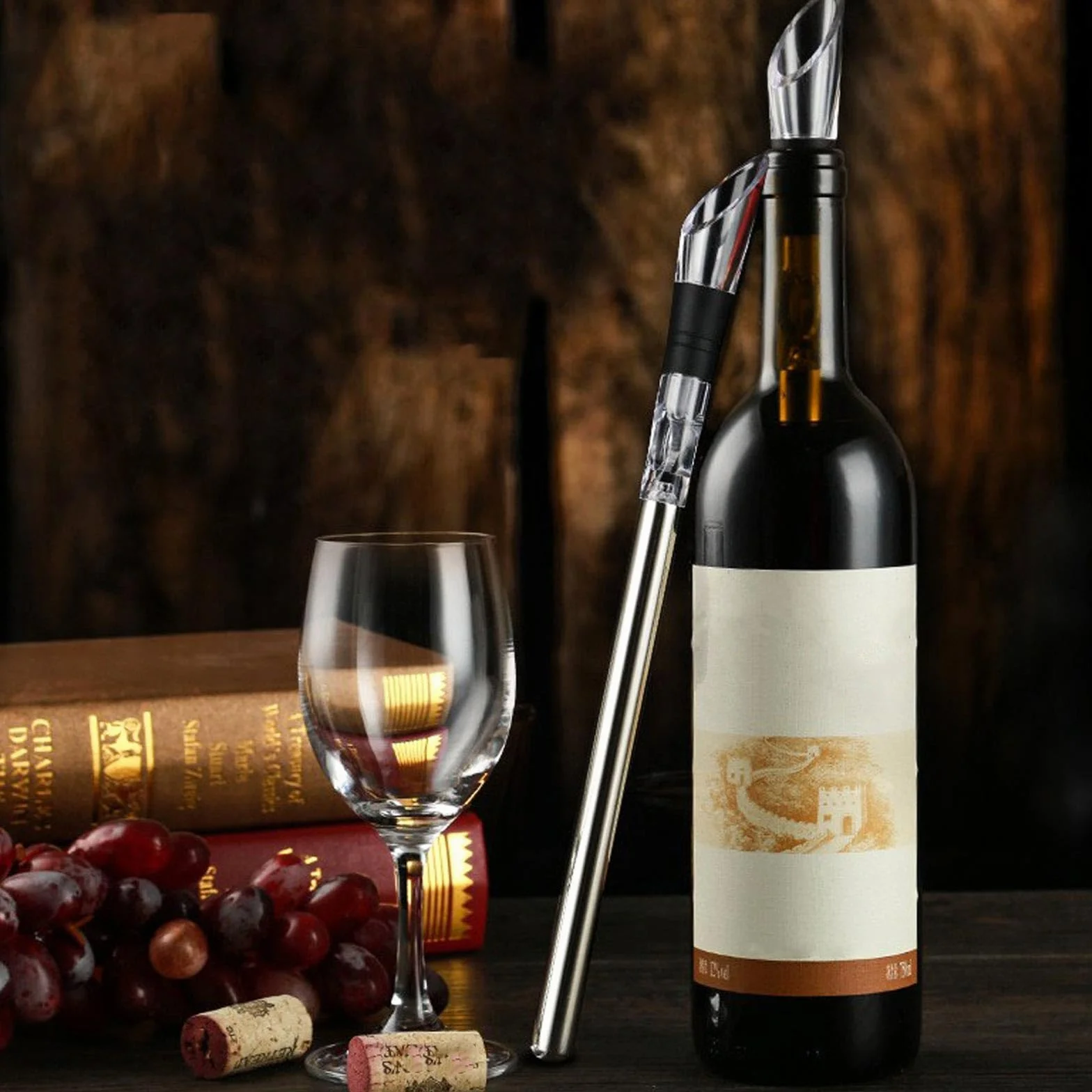 Wine Cooler, Enfriador de Vino Juego con Barra de Enfriamiento y Vertedor, Enfriadores de Botellas, Accesorios de Vino Adecuados Para Vino Tinto y Vino Blanco