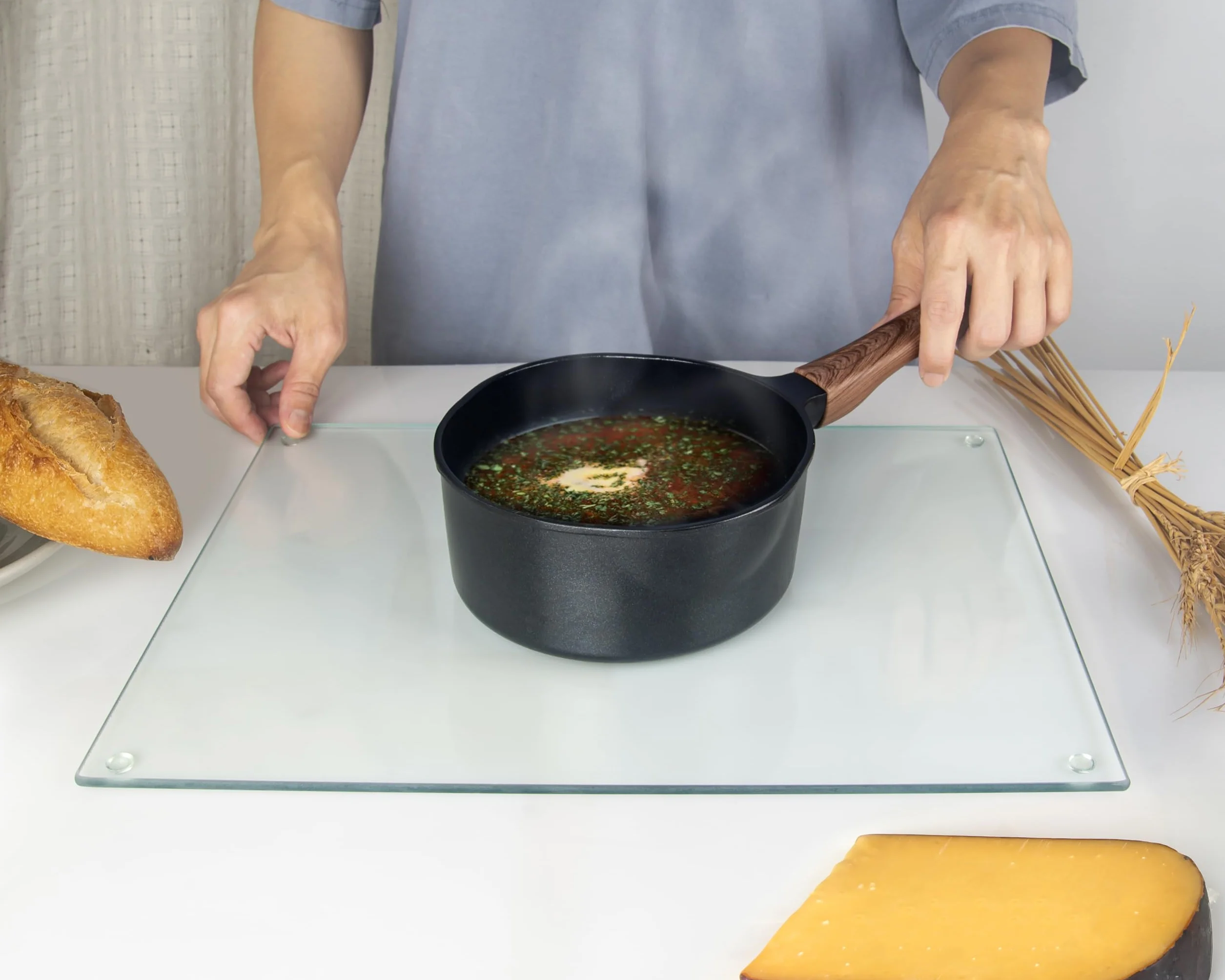 Tabla de Cortar de Vidrio 40 x 30 cm Protector Encimera Vidrio Templado Resistente Arañazos TRANSPARENTE
