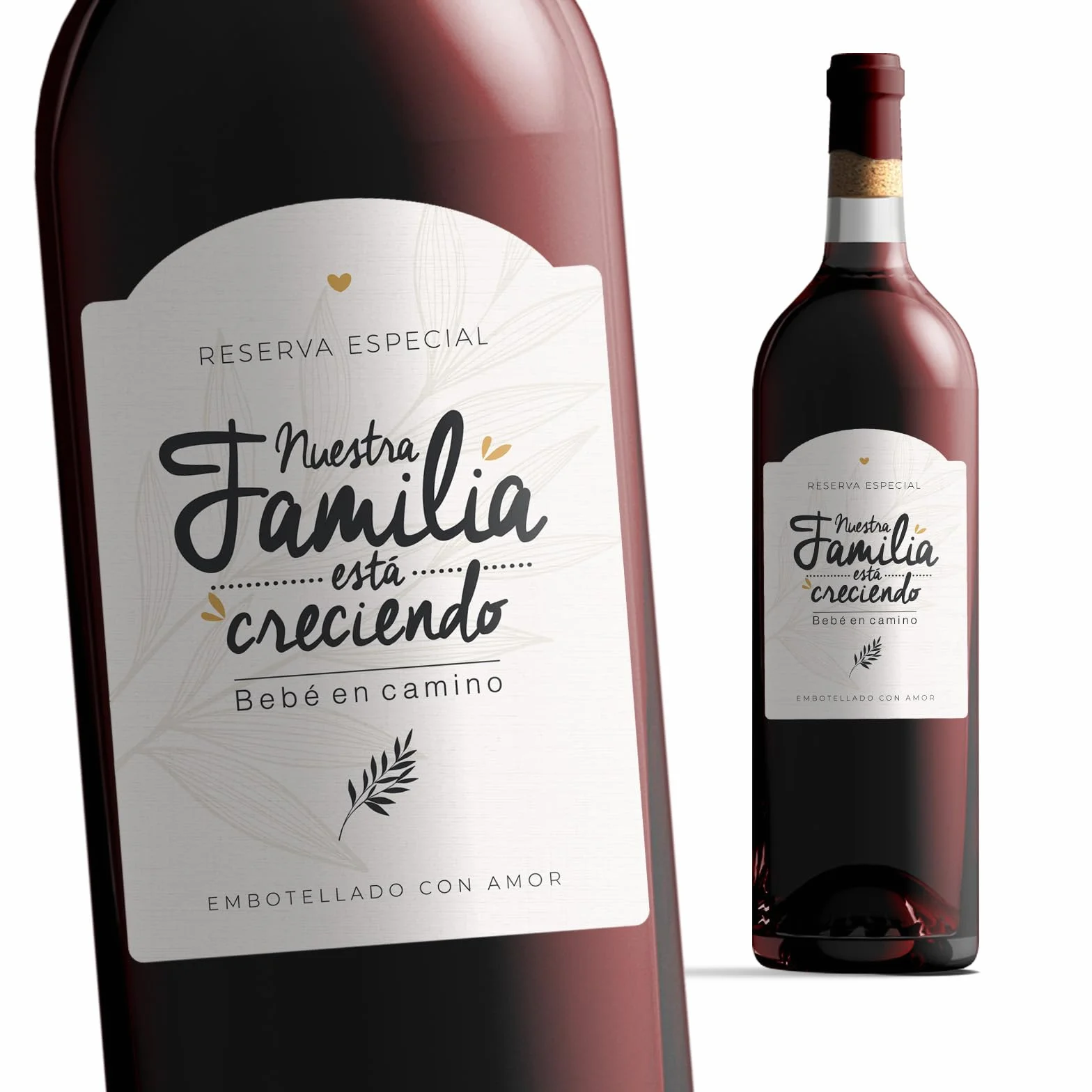 Etiquetas de vino anuncio embarazo LOTE 4 | Nuestra familia está creciendo bebé en camino