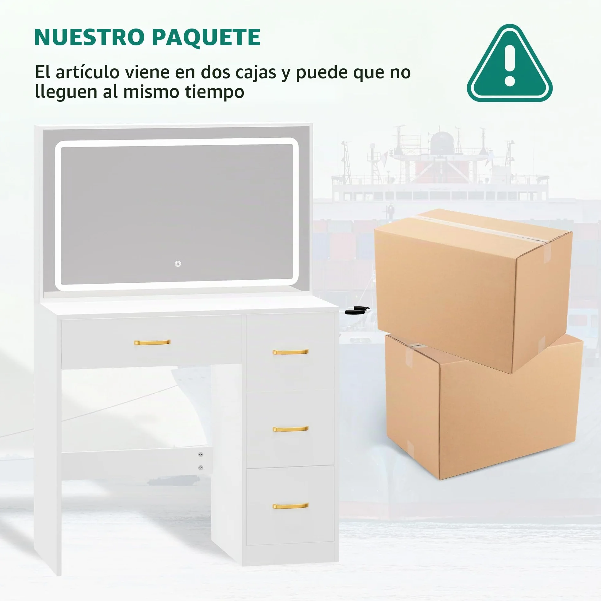 YITAHOME Tocador con iluminación LED Ajustable y tocadores, tocador con Espejo, 4 cajones y Taburete, Blanco