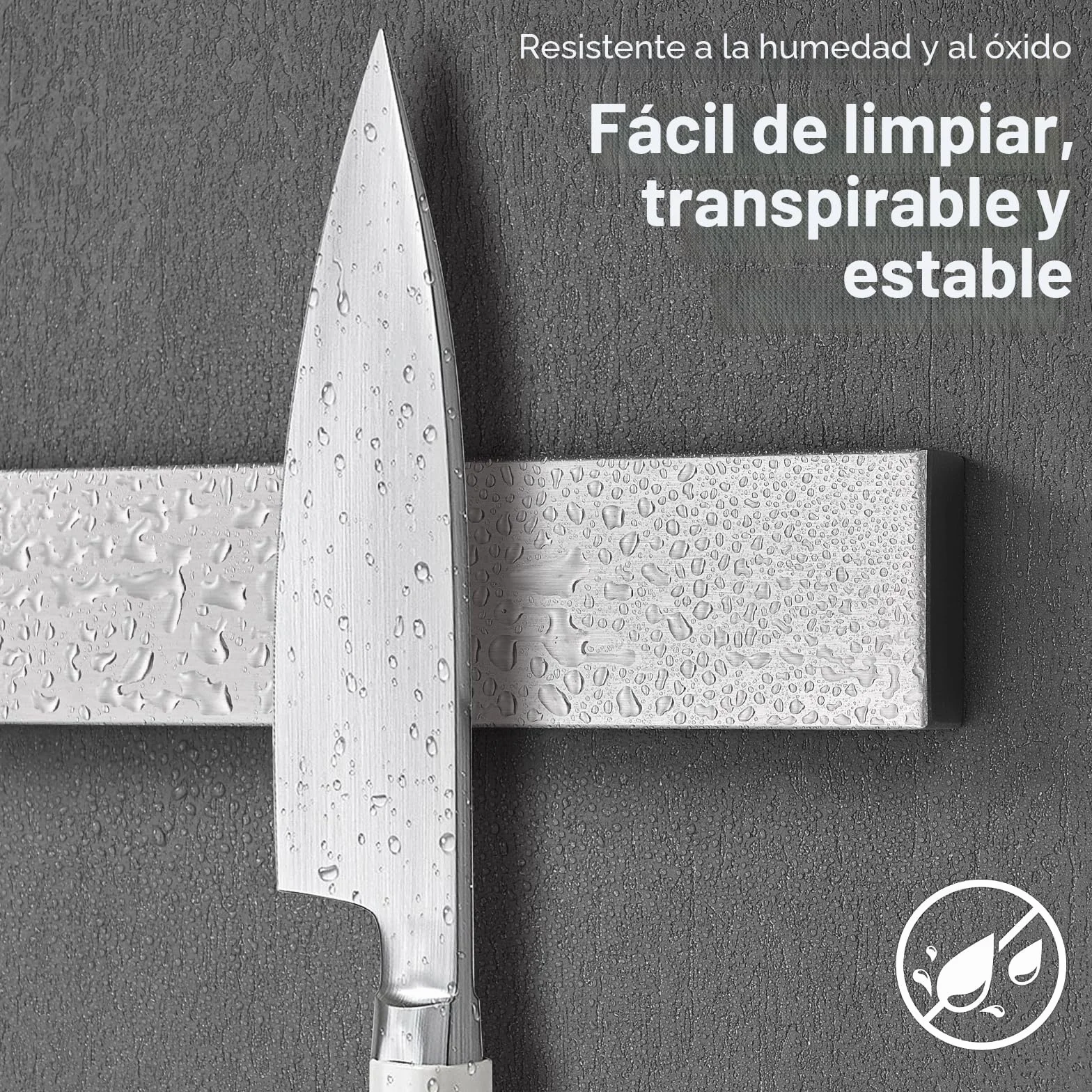 Portacuchillas magnético 30 cm acero inoxidable autoadhesivo