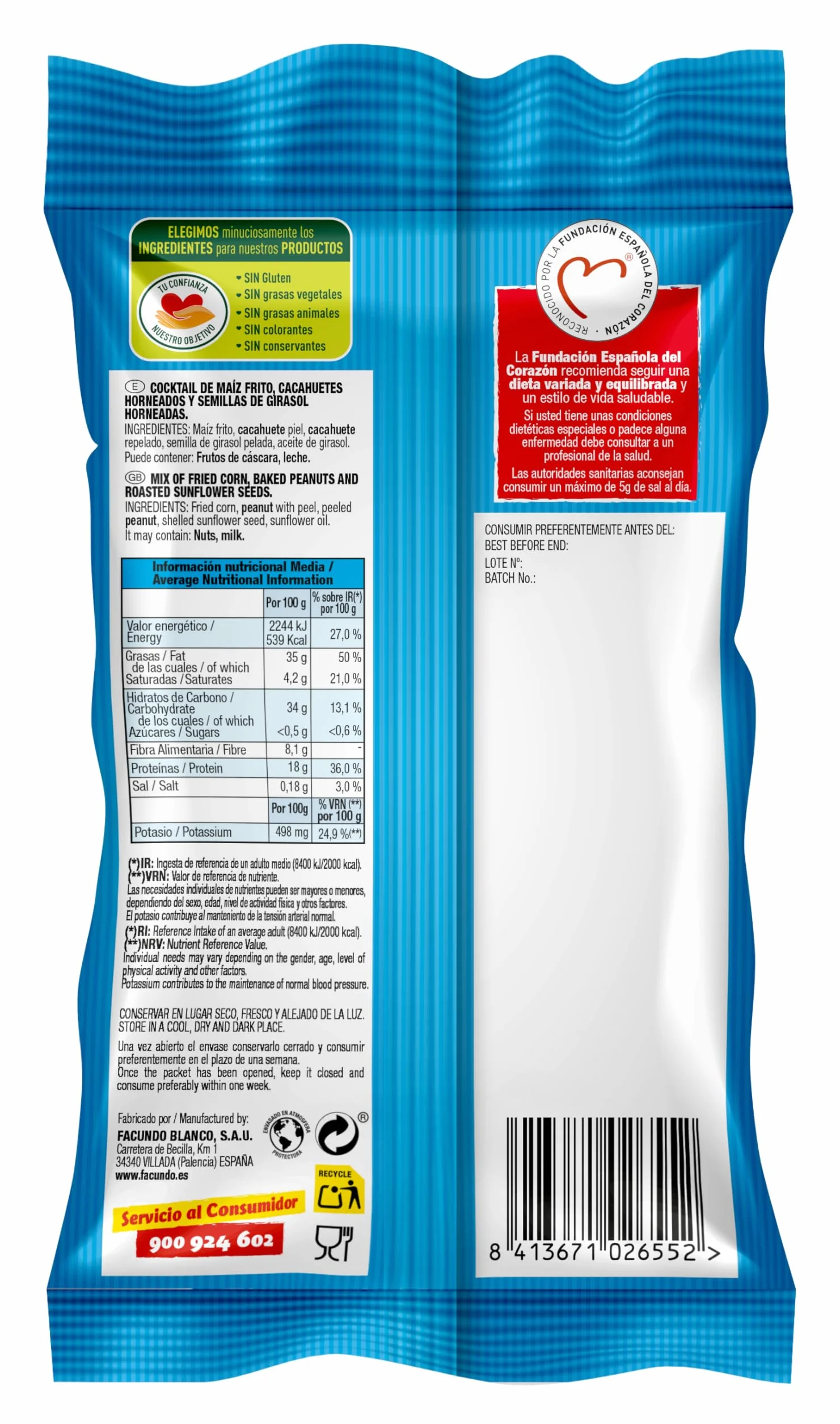 Facundo Mix de Frutos Secos Sin Sal 150g Snack Crujiente Natural