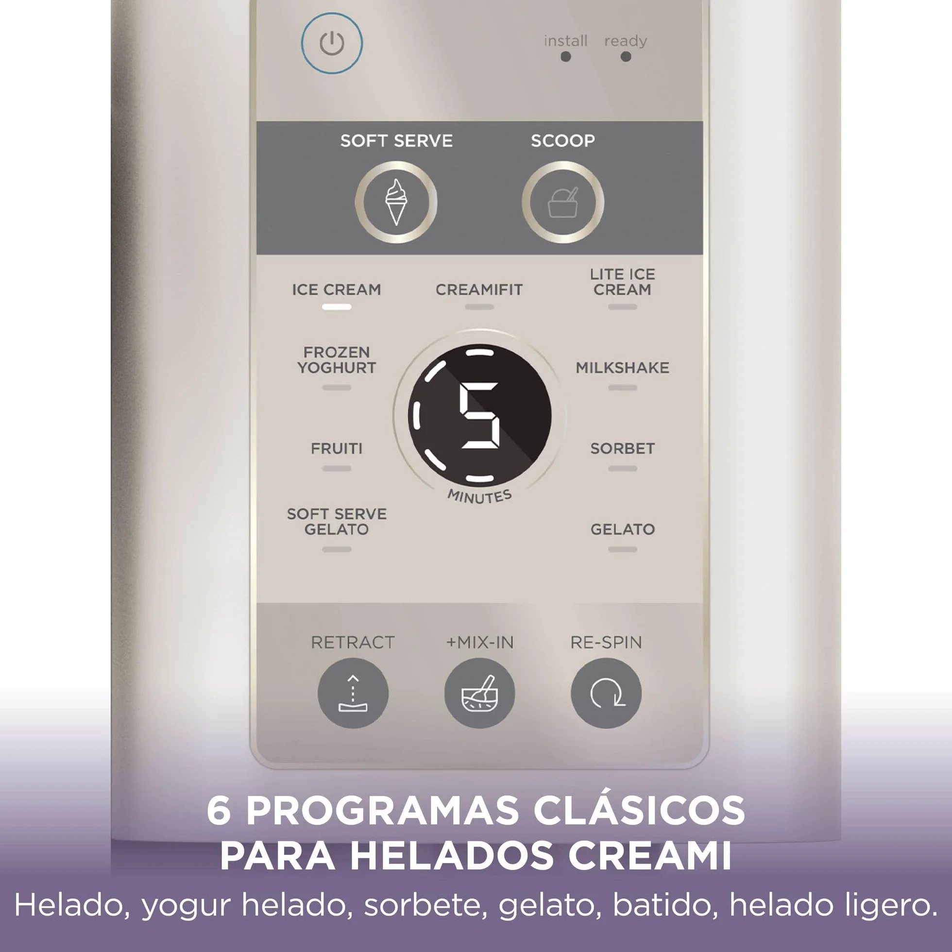 Ninja CREAMi Scoop & Swirl La heladera con 2 tarrinas y 13 funciones prepara helados, helados cremosos, gelatos, batidos y más, y cuenta con la opción de añadir extras, piedra/dorado, NC701EUSTGD