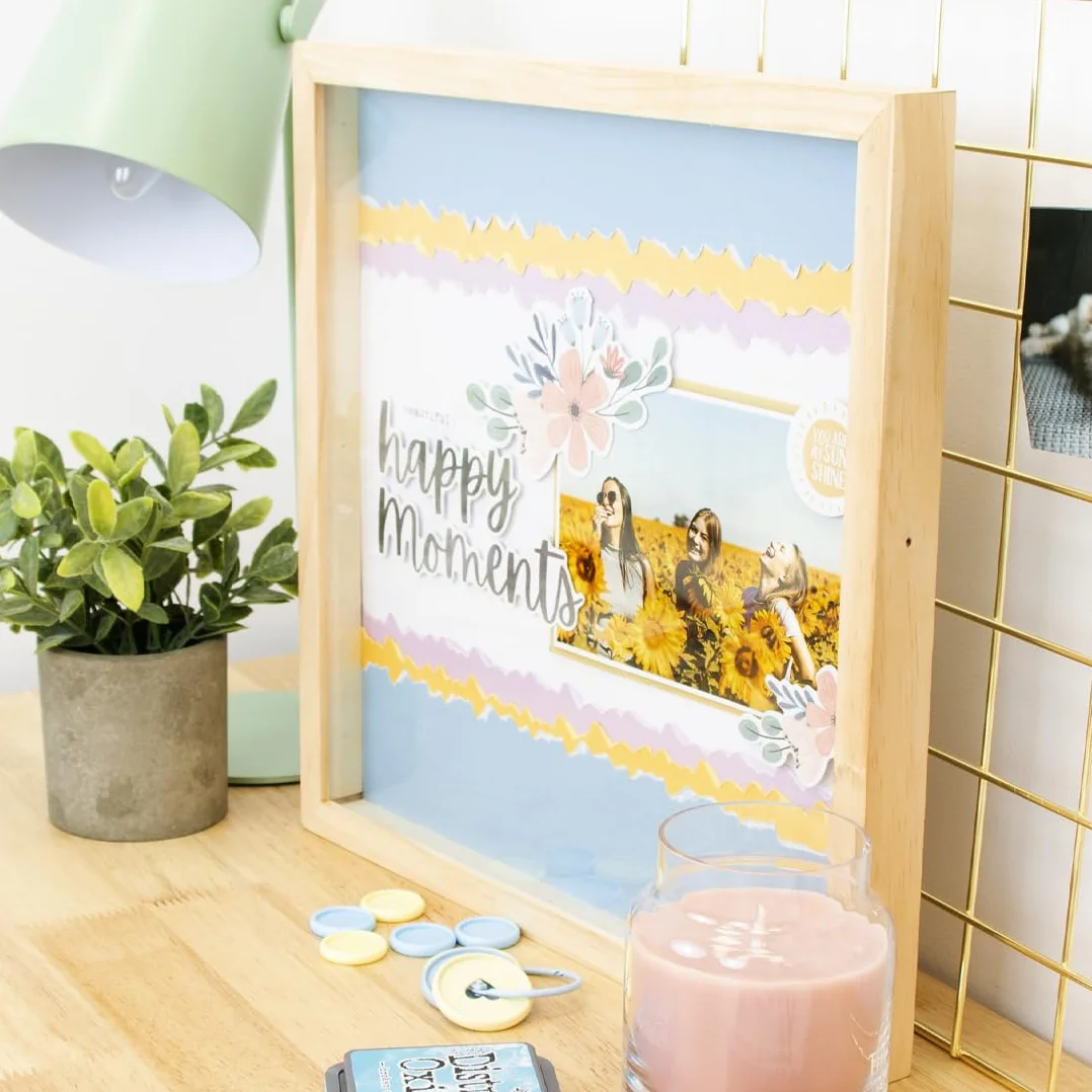 Craftelier - Marco con Profundidad 30x30 cm | Marco de Madera Natural Transparente para Scrapbooking y Manualidades 3D | Cuadro con Fondo para Objetos Voluminosos y Acetato Protector Frontal