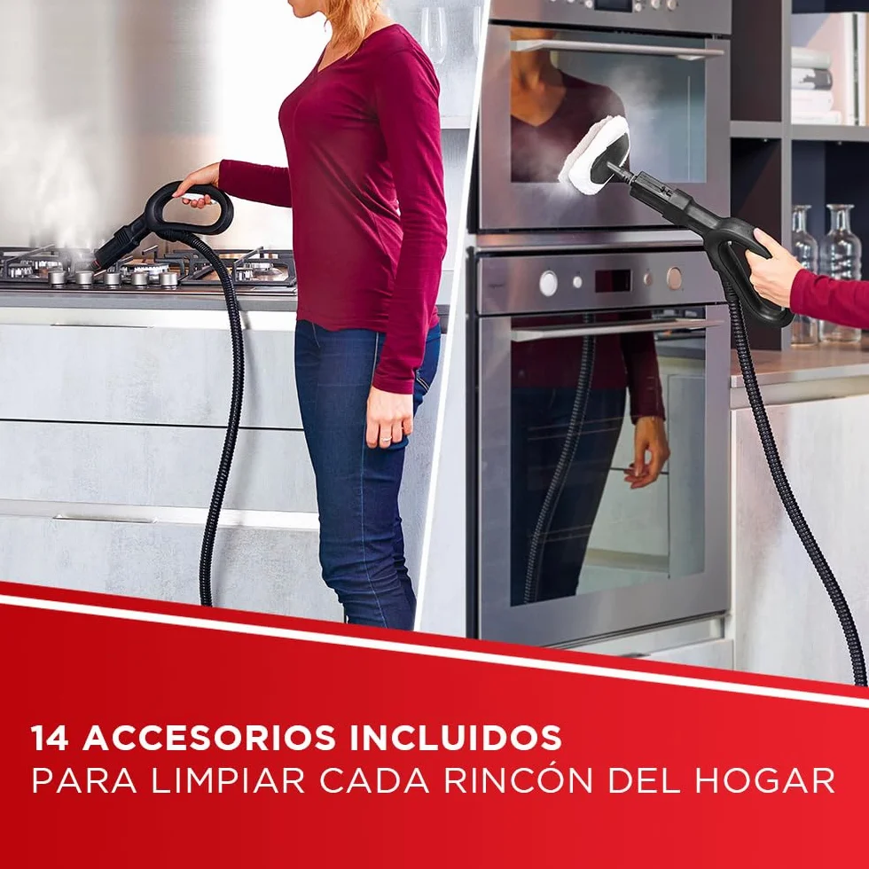 Polti Vaporetto Smart 120 Limpiador a Vapor 4 Bar 1500 W Depósito 2 L Calentamiento 2 Min 14 Accesorios Blanco/Negro
