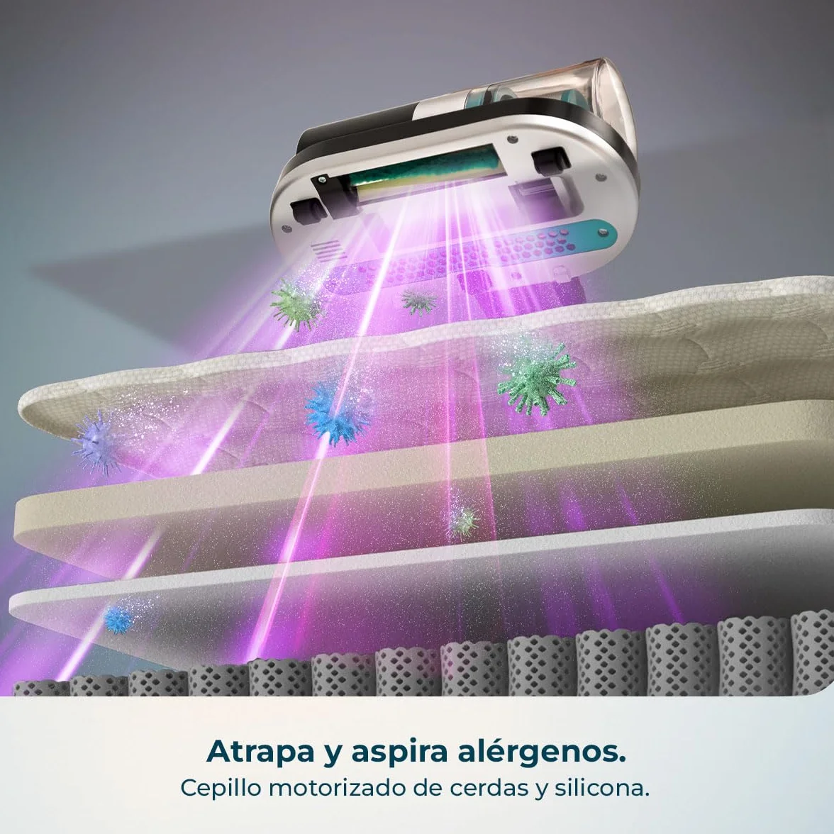 Cecotec Aspirador de Colchones y Tapicerías de Mano Conga Rockstar 3000 Mattress Essential. 300W, 10kPa, Luz Ultravioleta UV-C, Tecnología con Cepillo Motorizado y Aire Caliente, Retiene Alérgenos