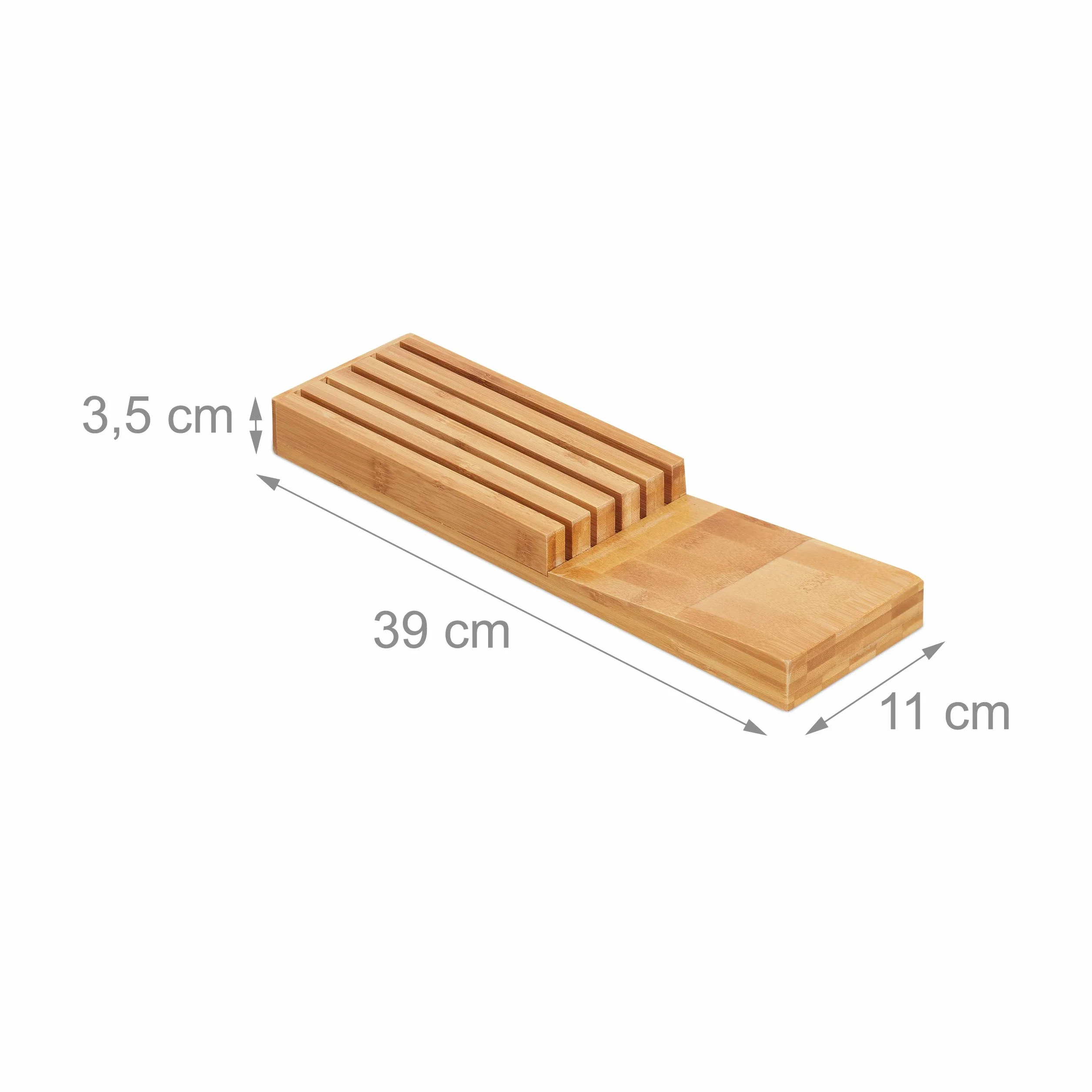 Relaxdays Organizador para cinco cuchillos Inserto de cajón Bambú 3,5 x 11 x 39 cm