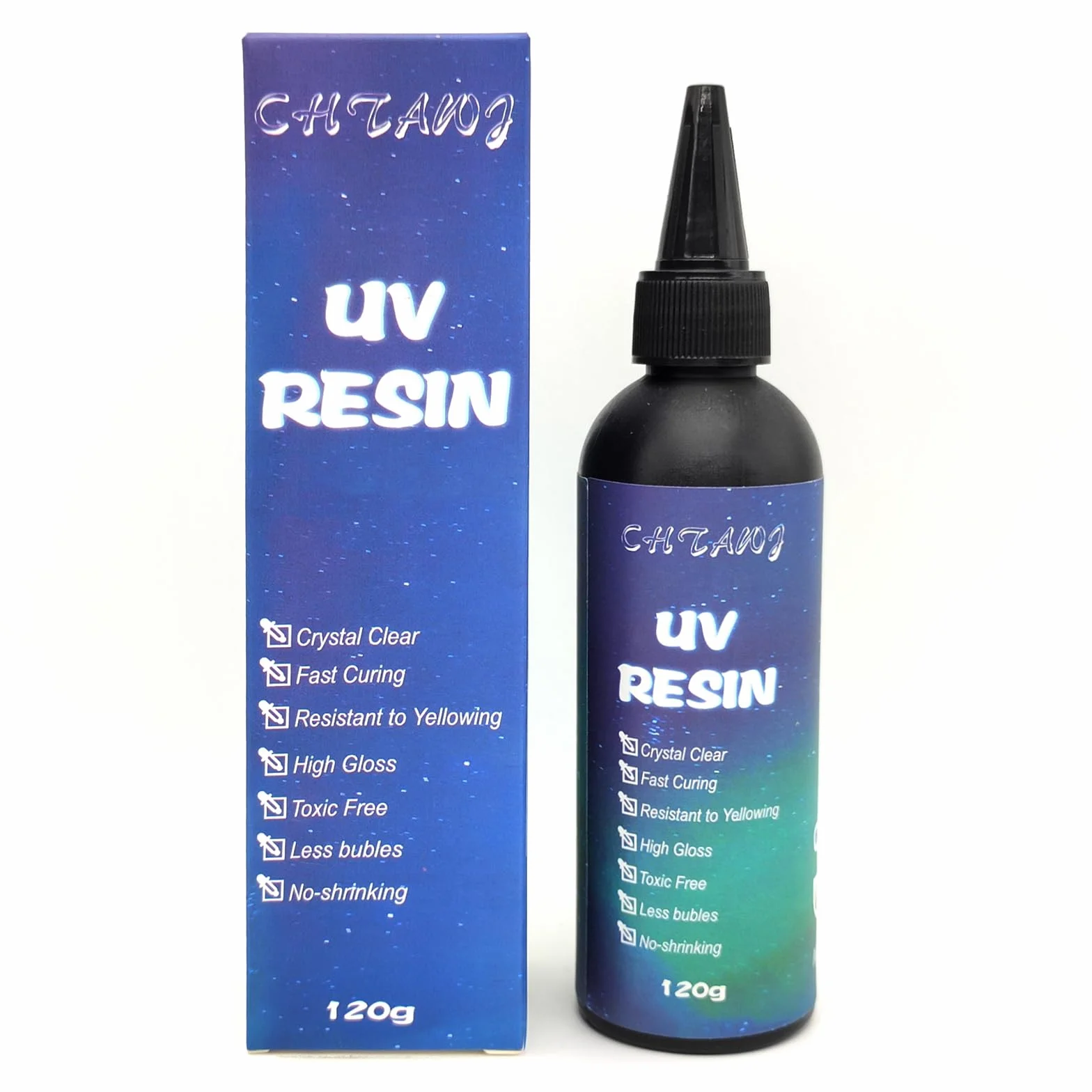 Resina UV de Cristal 120g, Resina Epoxi Transparente, Curado Ultravioleta Duro para Bricolaje