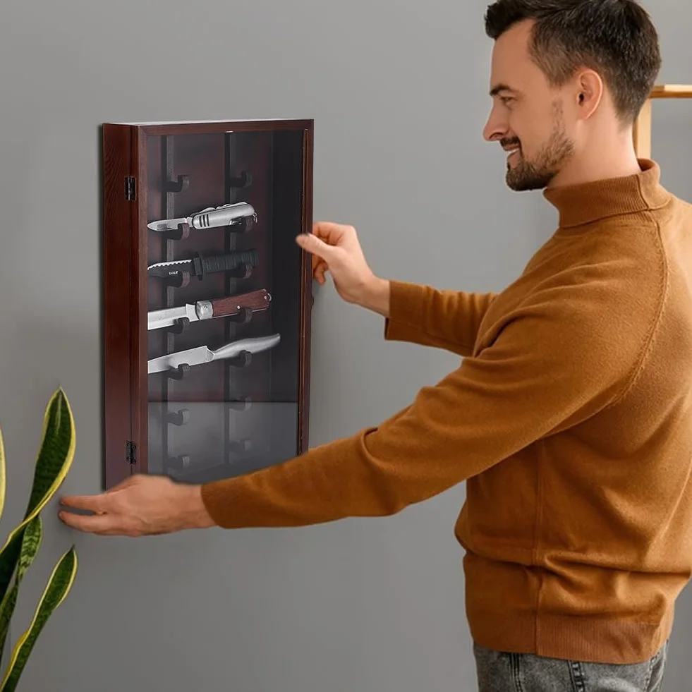 UNICRAFTALE Vitrina para cuchillos de madera con puerta de cristal acrílico 263 x
