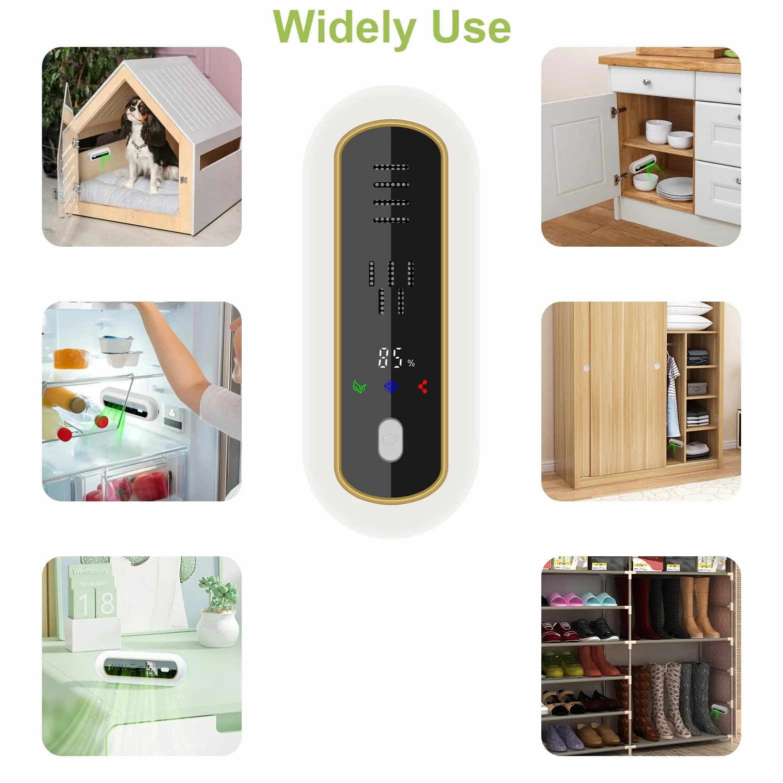 Desodorante para Nevera con Pantalla LED, Monitoreo de Temperatura y Batería, Eliminador de Olores Recargable