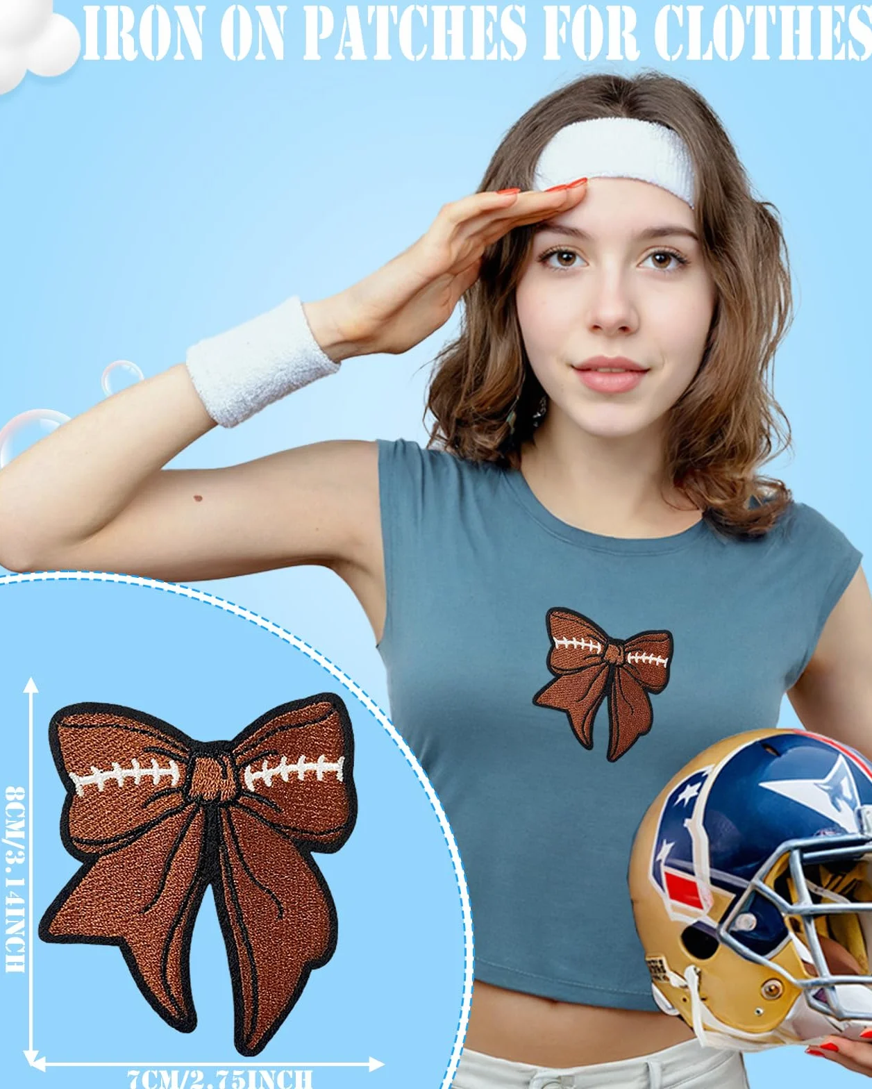 Paquete de 9 parches de fútbol para planchar en ropa, parches de tela bordados para ropa, sombrero, mochila, vaqueros, chaqueta, apliques decorativos para el día del juego (fútbol)