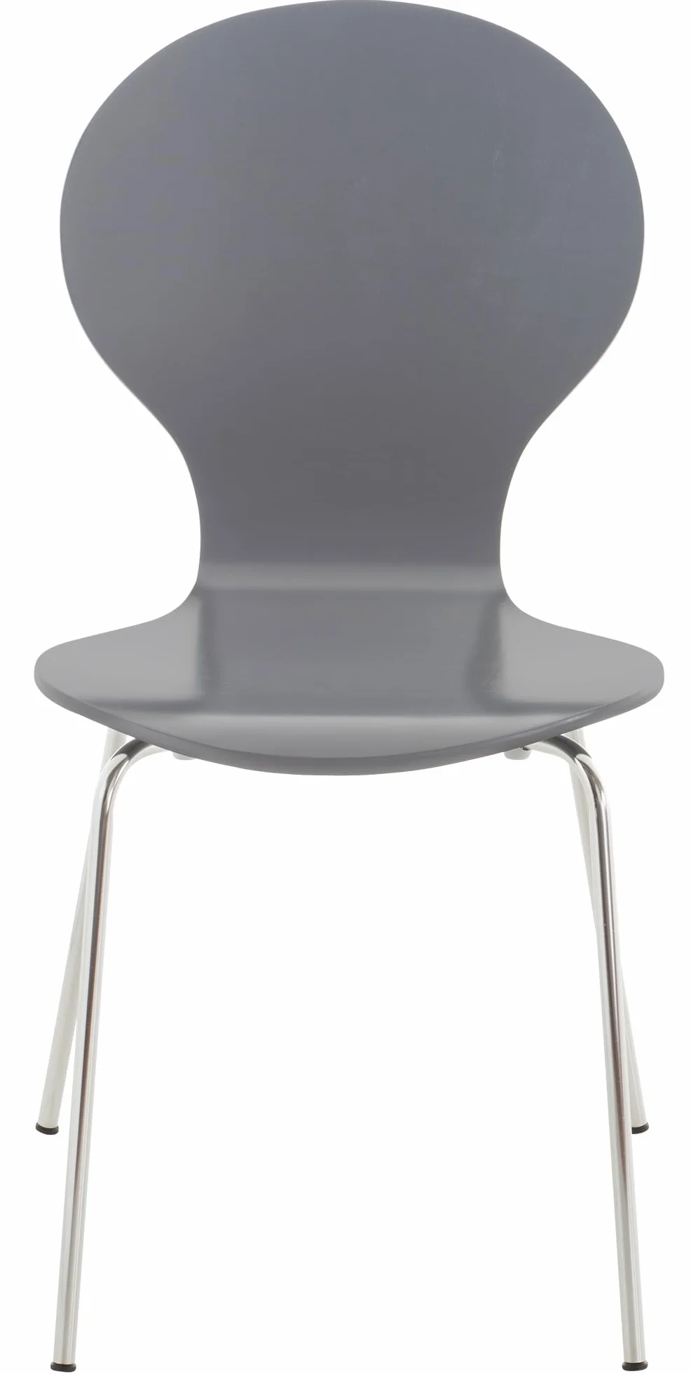 CLP Set de 2 Sillas de Comedor Apilable Diego con Asiento de Madera y Base de Metal, Gris
