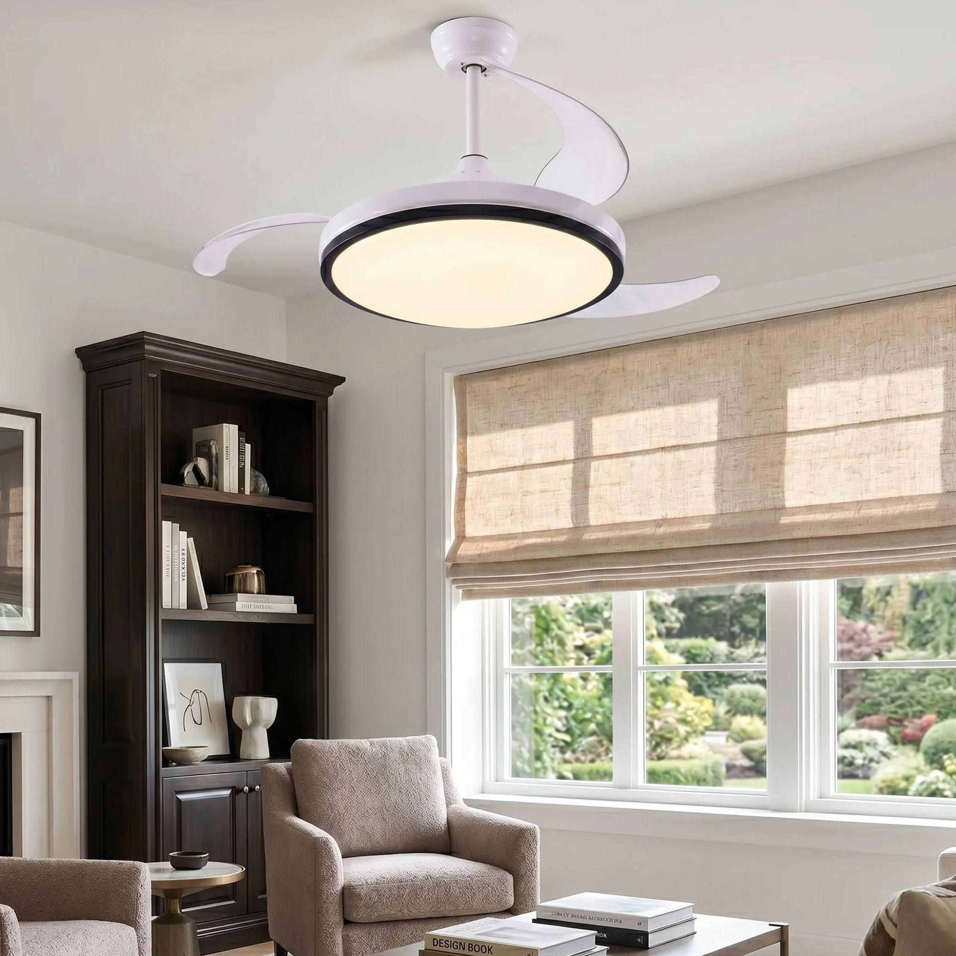 Well Home 2x Ventilador de Techo con Luz LED Ø53x30cm - Aspas retráctiles, Silencioso, 6 Velocidades, Mando a distancia y luz regulable 3 Tonos