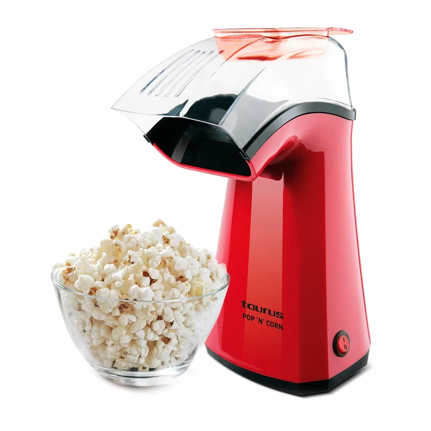 Taurus Pop'N'Corn Palomitero Eléctrico 1100W Aire Caliente Sin Aceite Compacto Rojo