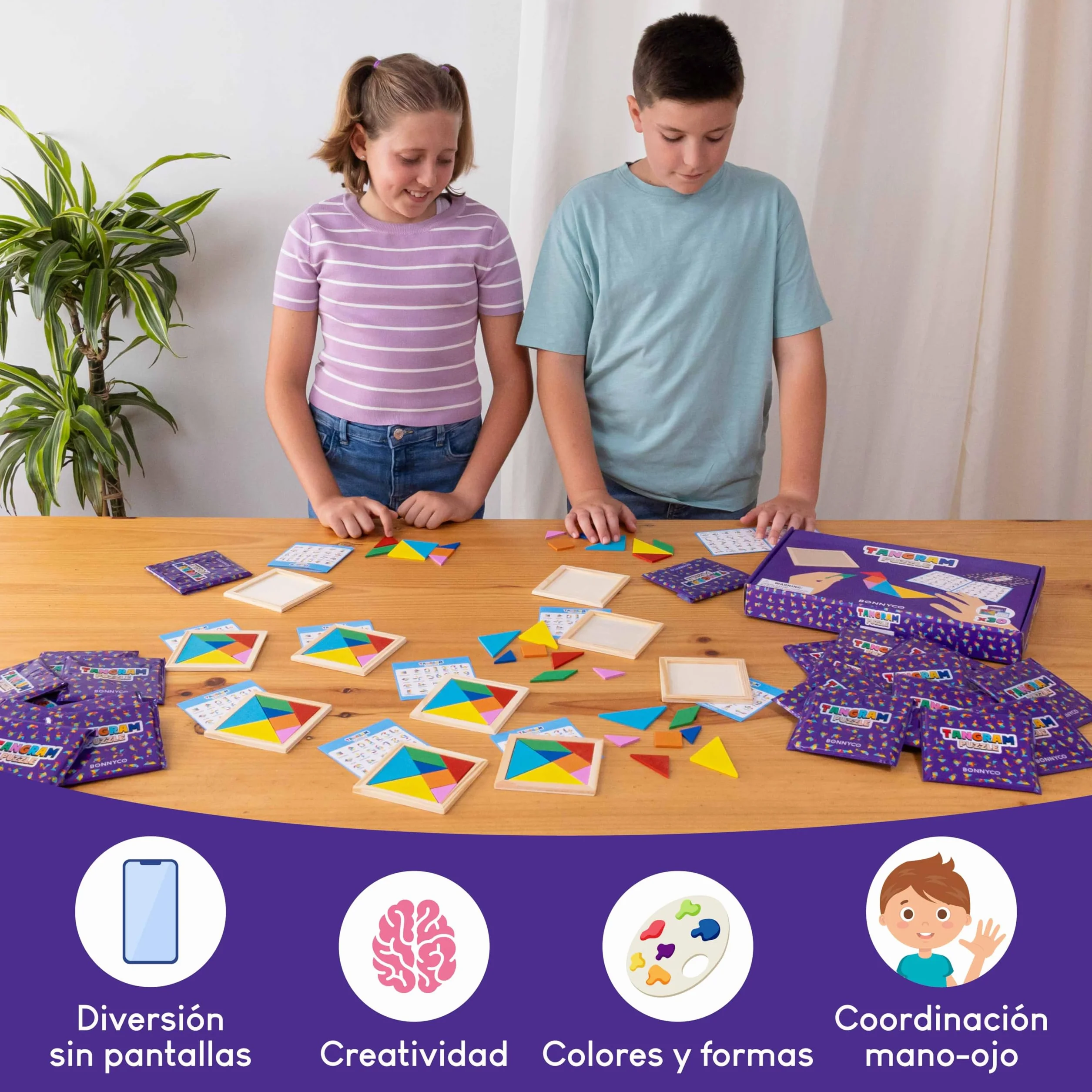 BONNYCO Tangram Infantil Pack 30 Regalos Cumpleaños Niños Rompecabezas