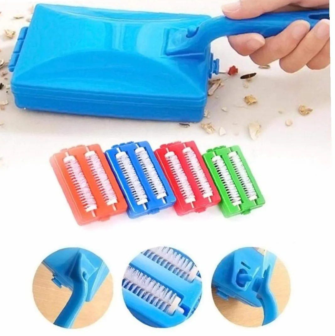 Lankater De Mano de Empuje de vacío de Limpieza del Cepillo de Mango Largo Tabla Sweeper Limpiador de Rodillos Herramienta colector de Polvo Accesorios para el hogar (Color al Azar)