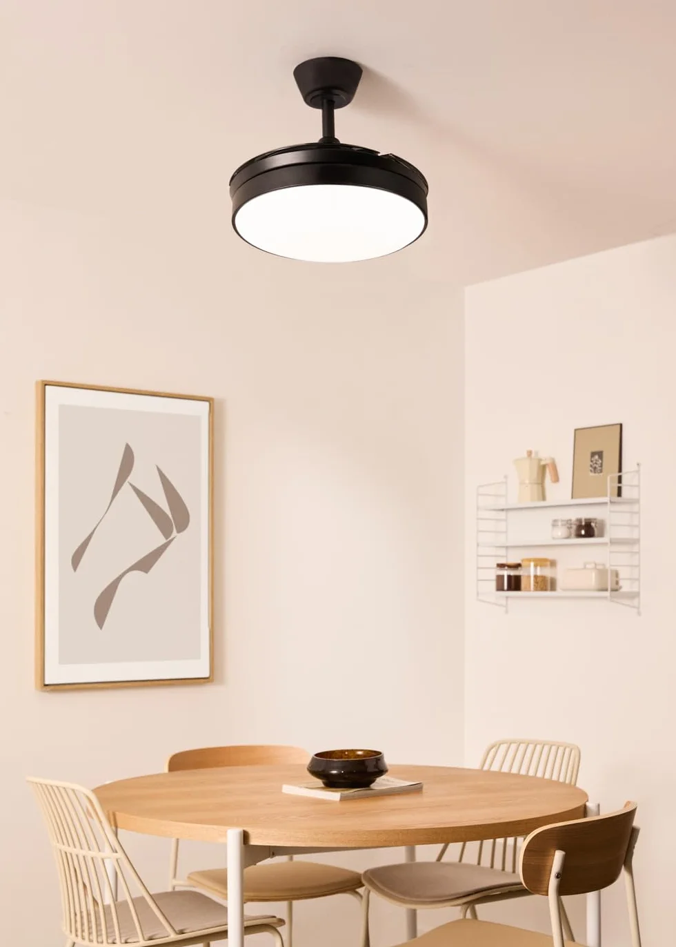 CREATE / WIND CLEAR S/Ventilador de techo con luz negro con mando / 40W, Ø91 cm, temporizador, 6 velocidades, aspas retráctiles, 3 temperaturas de luz, función verano-invierno