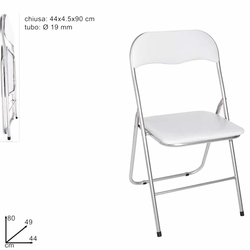 BAKAJI Juego de 6 sillas Acolchadas Plegables para Ahorrar Espacio de la Silla con Estructura Tubular de Metal, Remaches de PVC, diseño Moderno para el Comedor de la Cocina (Blanco)