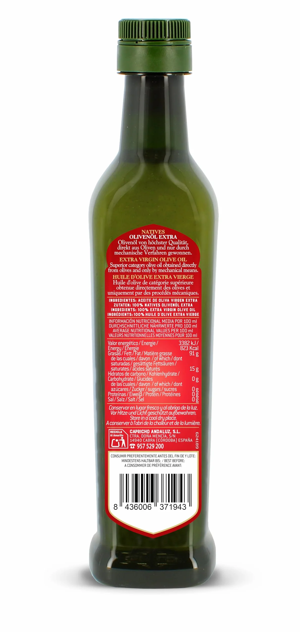 Flavia Aceite de Oliva Virgen Extra 500ml Origen Español Prensado en Frío
