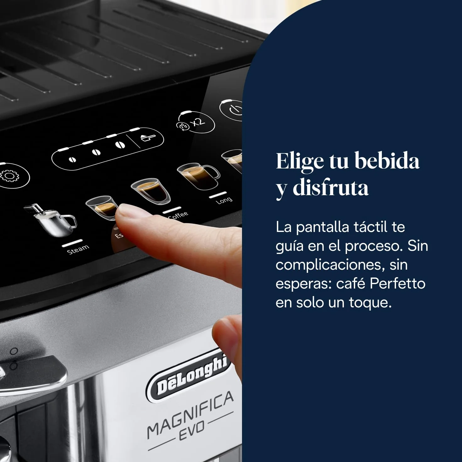 De'Longhi Magnifica Evo Cafetera Superatomática para Café y Cappuccino, ECAM292.33.SB, 4 Recetas, Plata