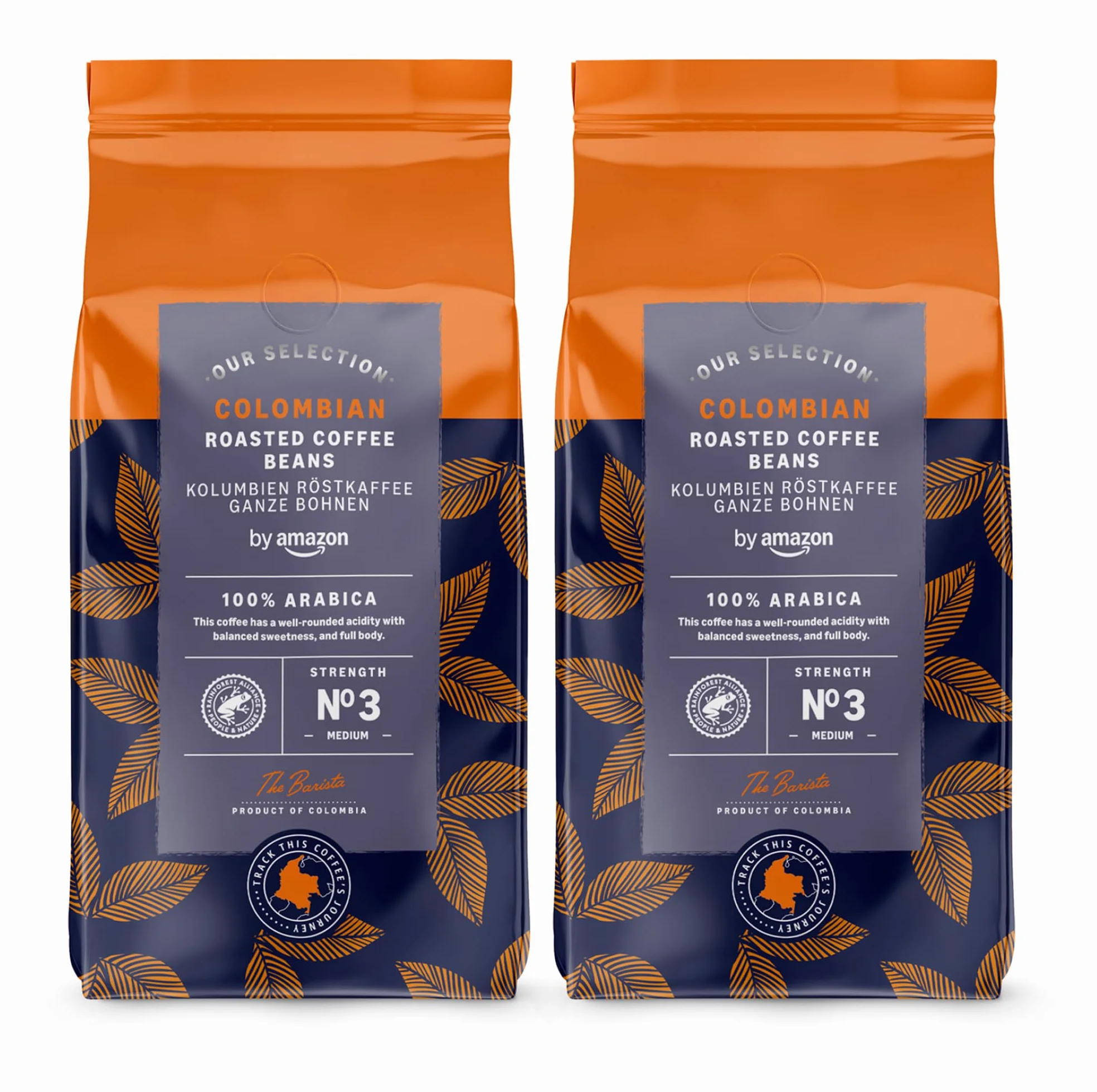 By Amazon Café Colombiano en Grano 100% Arábica Tueste Medio 1Kg Certificado Rainforest Alliance