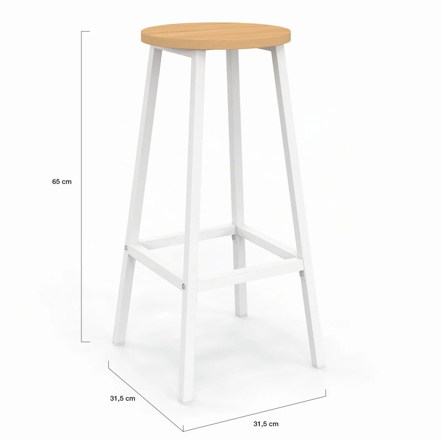IDMarket – Conjunto de mesa de bar ilot Aquiles y 2 taburetes madera blanca bandeja forma haya