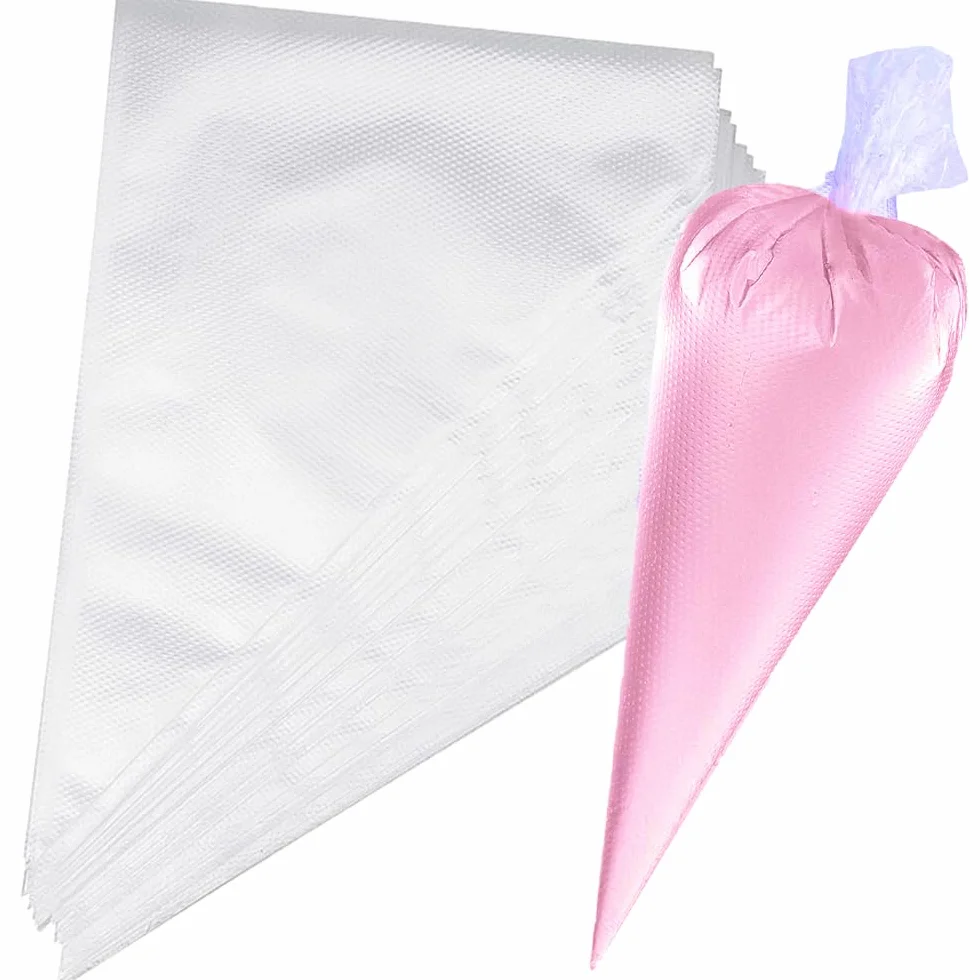 100 mangas pasteleras desechables - transparente manga pastelera media, para decoración de pasteles, tartas, galletas, hornear en casa