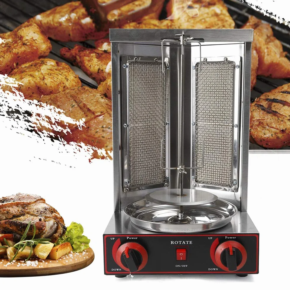 Gas Vertical Shawarma Broiler Machine 3 kW Gyro Grill with 6 Skewers