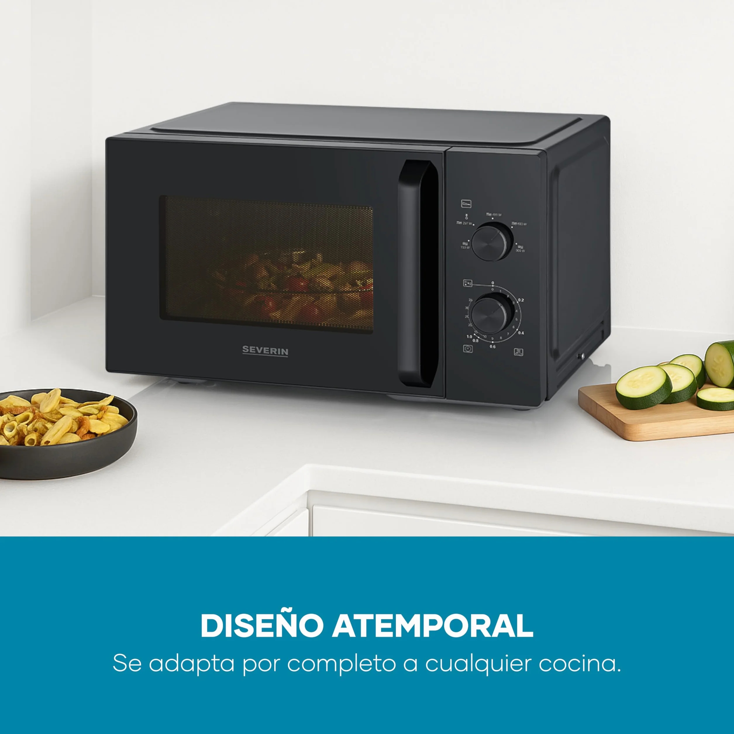 Severin Microondas, para descongelar y calentar, interior XXL, 28 l, horno microondas con plato giratorio de cristal extraíble, 5 niveles, temporizador de 35 minutos, 900 W, negro/metal, MW 7796
