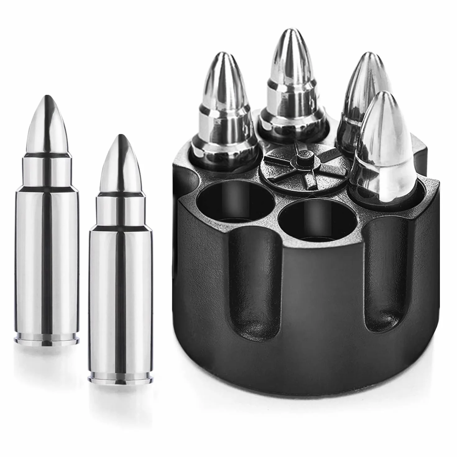 Dia del Padre Regalos Cubitos Hielo Whisky Set De 6 para Regalo Wiskhy Alcohol Cubitos Acero Inoxidable Cubos Enfriadores Bala De Acero Inoxidable para Cubitos De Hielo Bullet Reutilizables