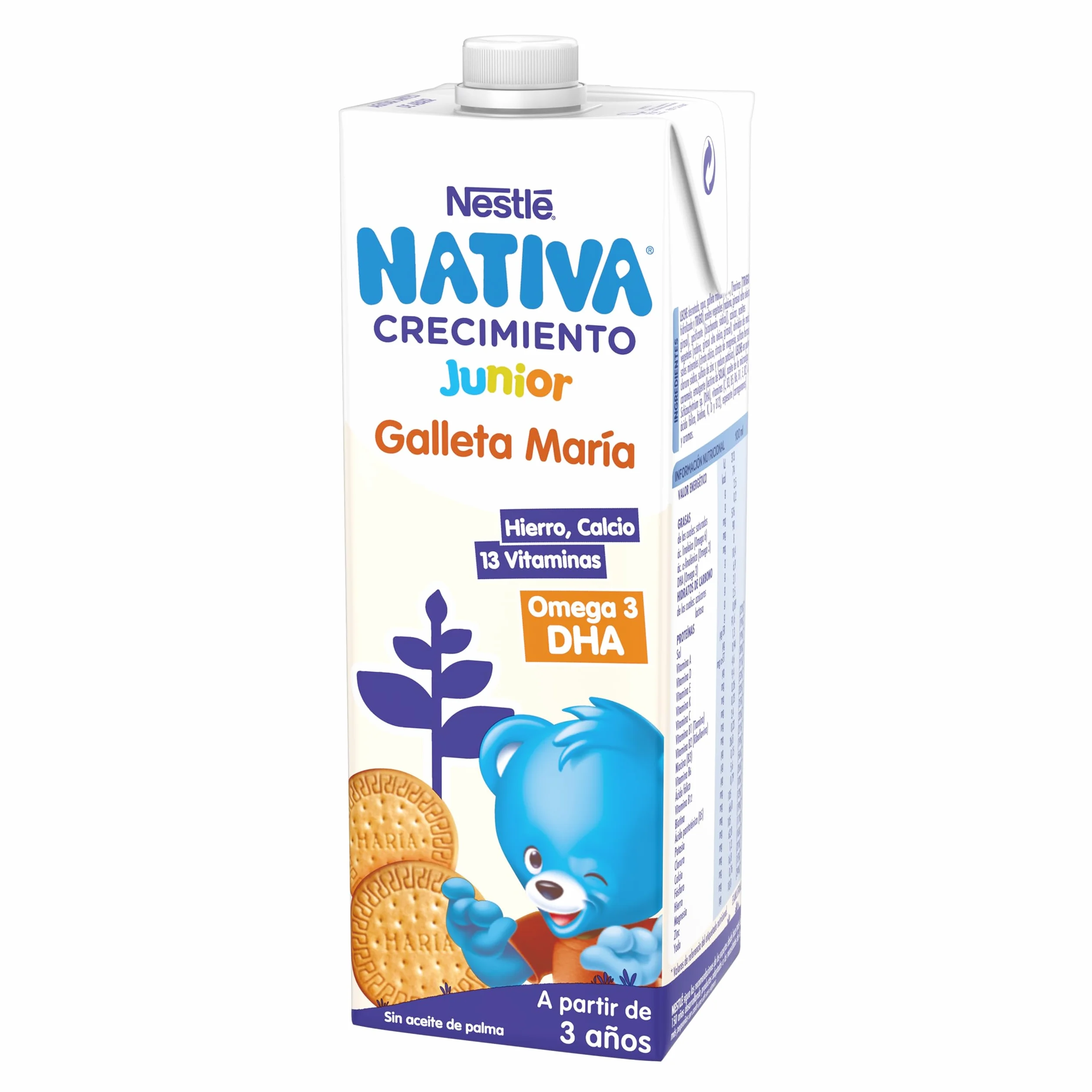 NESTLÉ NATIVA Crecimiento JUNIOR Galleta Leche crecimiento líquida para niños 36 meses pack 6