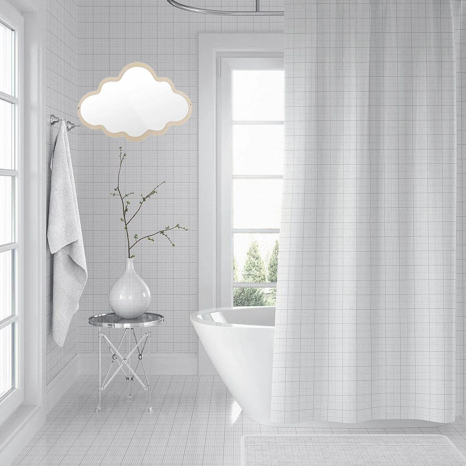 Fenteer Espejo acrílico inastillable para decoración de dormitorio infantil, espejo de pared para niños, marco de madera natural, para decoración de baby shower, regalo