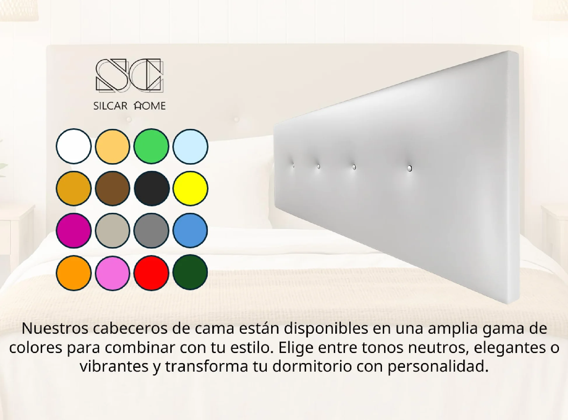 Silcar Home - Cabecero de Cama 135 Blanco Silvi - Tapizado, Estructura Madera, Hilera Botones Estilo Moderno - Fácil Instalación, Acolchado Confort - 135 cm, Polipiel Blanco