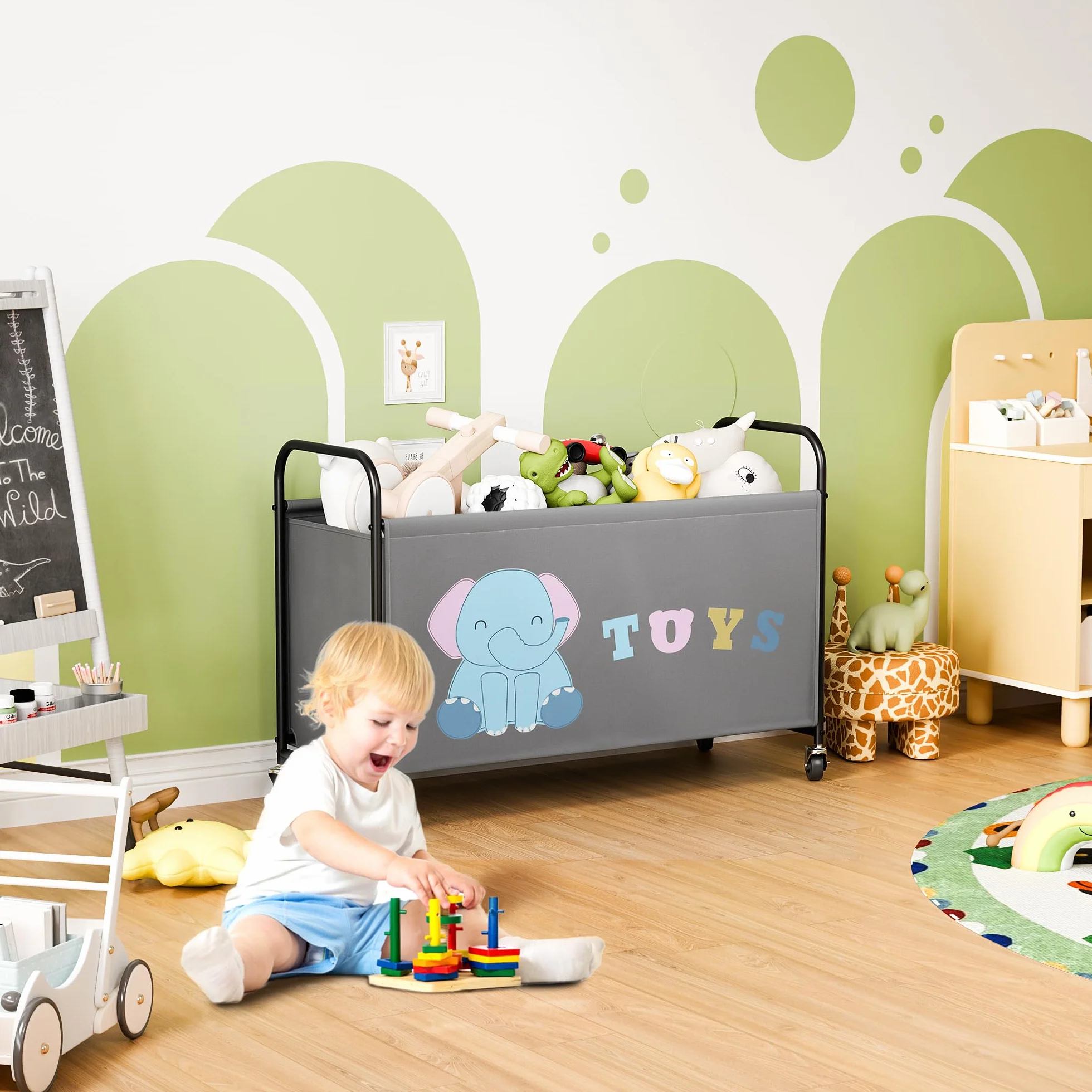 GRANNY SAYS Juguetero con ruedas 135L organizador de juguetes extra grande caja contenedor Gris