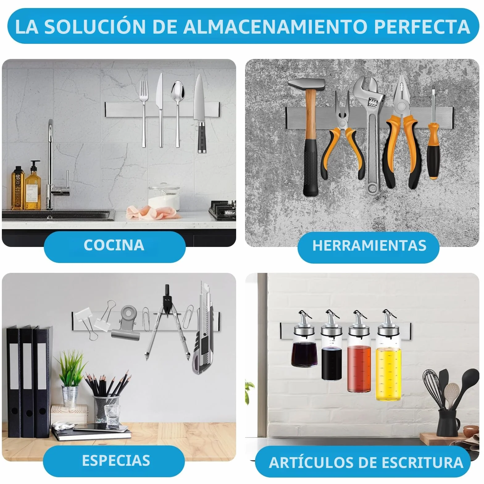 VFANDV Barra Magnética para Cuchillos, Soporte Magnético Cuchillos con Autoadhesivo, Iman Cuchillos de Cocina con Banda Adhesiva, Barra Magnética para Cuchillos, Utensilios y Herramientas (30CM)