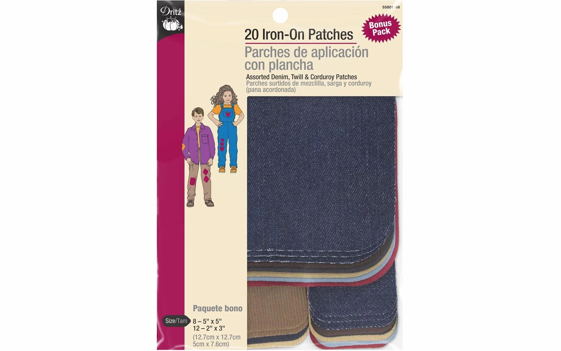 Dritz Parches de Reparación para Ropa Termoadhesivos (20 unidades), Color Surtido