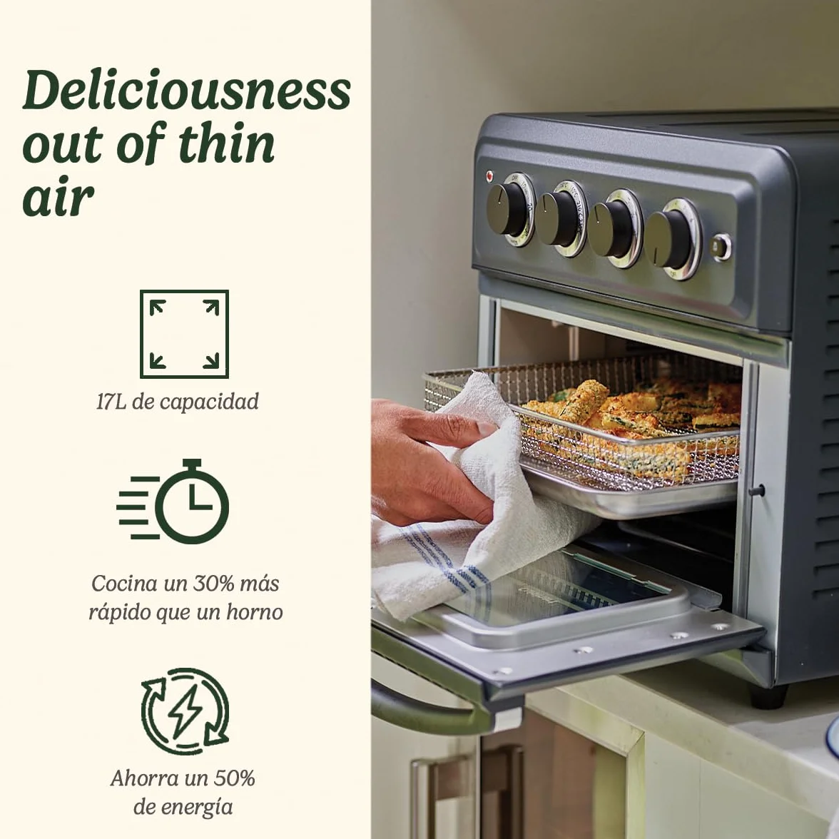 Cuisinart Mini Horno Freidora | 7 en 1: Freír, Asar, Hornear, Gratinar, Empanadillas, Tostar y Mantener caliente | 2 niveles de cocción, gran capacidad de 17L, espacio pollo entero de 1.8kg