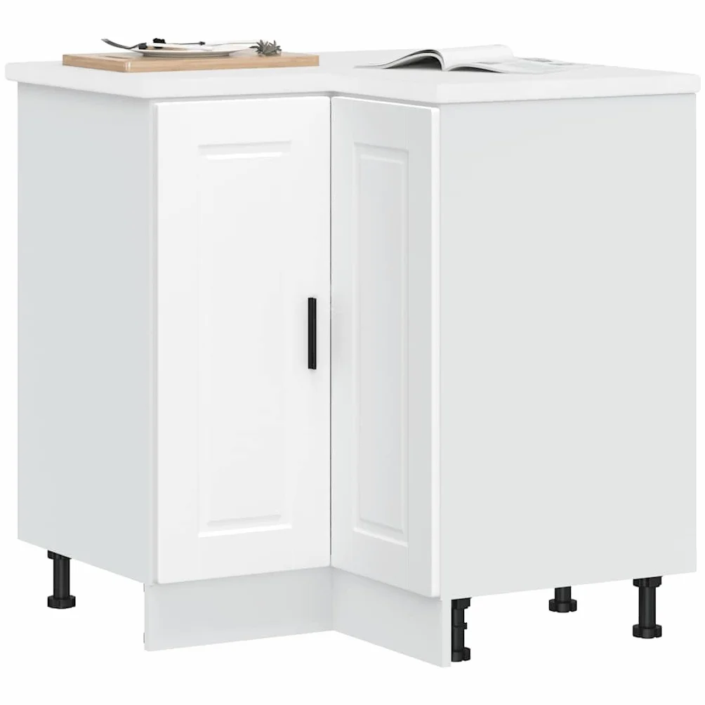 IKAYAA Mueble Esquinero Cocina, Armario de Esquina, Mueble Bajo de Cocina sin encimera 75.5 x 75.5 x 81.5 cm Blanco