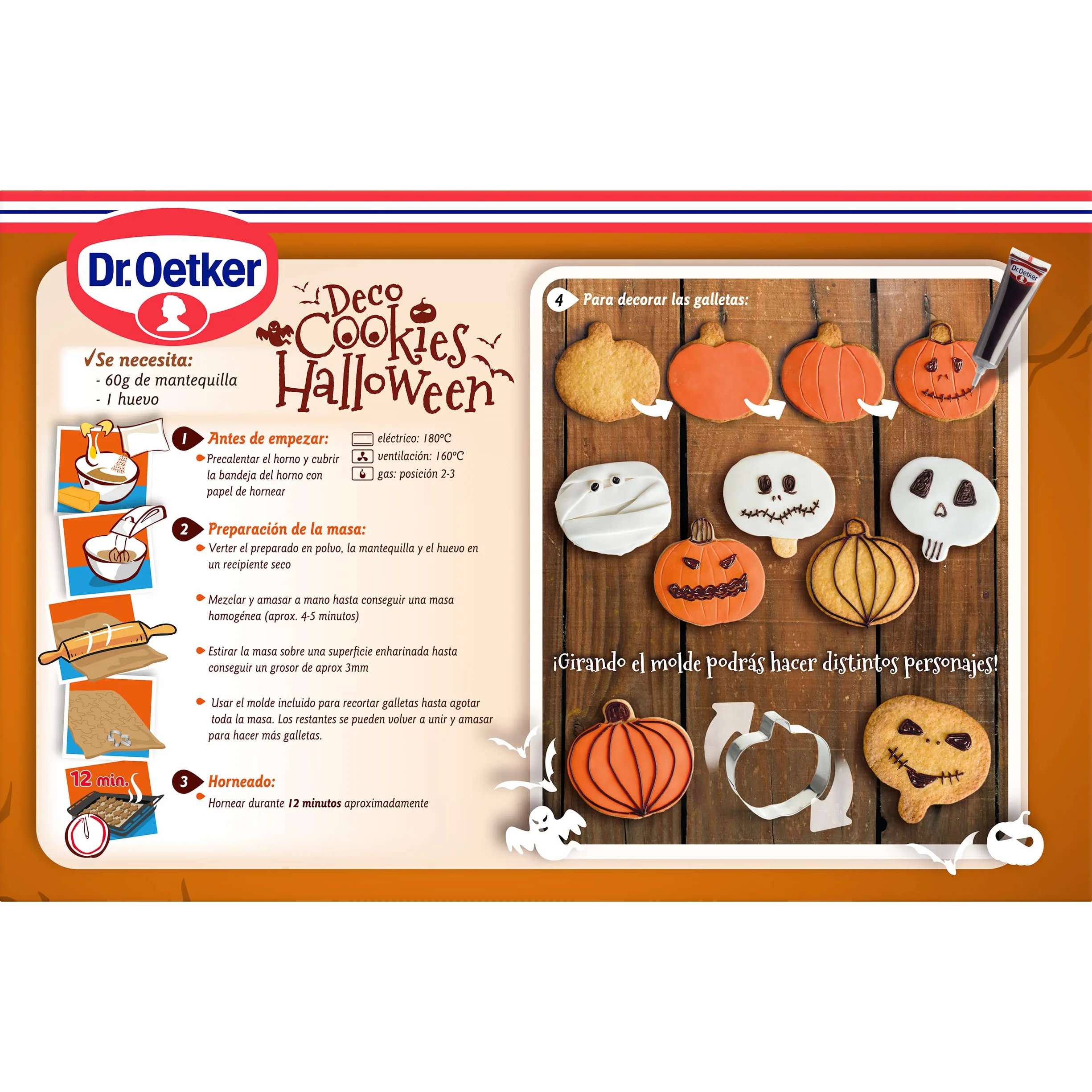 DR. OETKER Kit de Repostería Galletas de Mantequilla Halloween 484 g