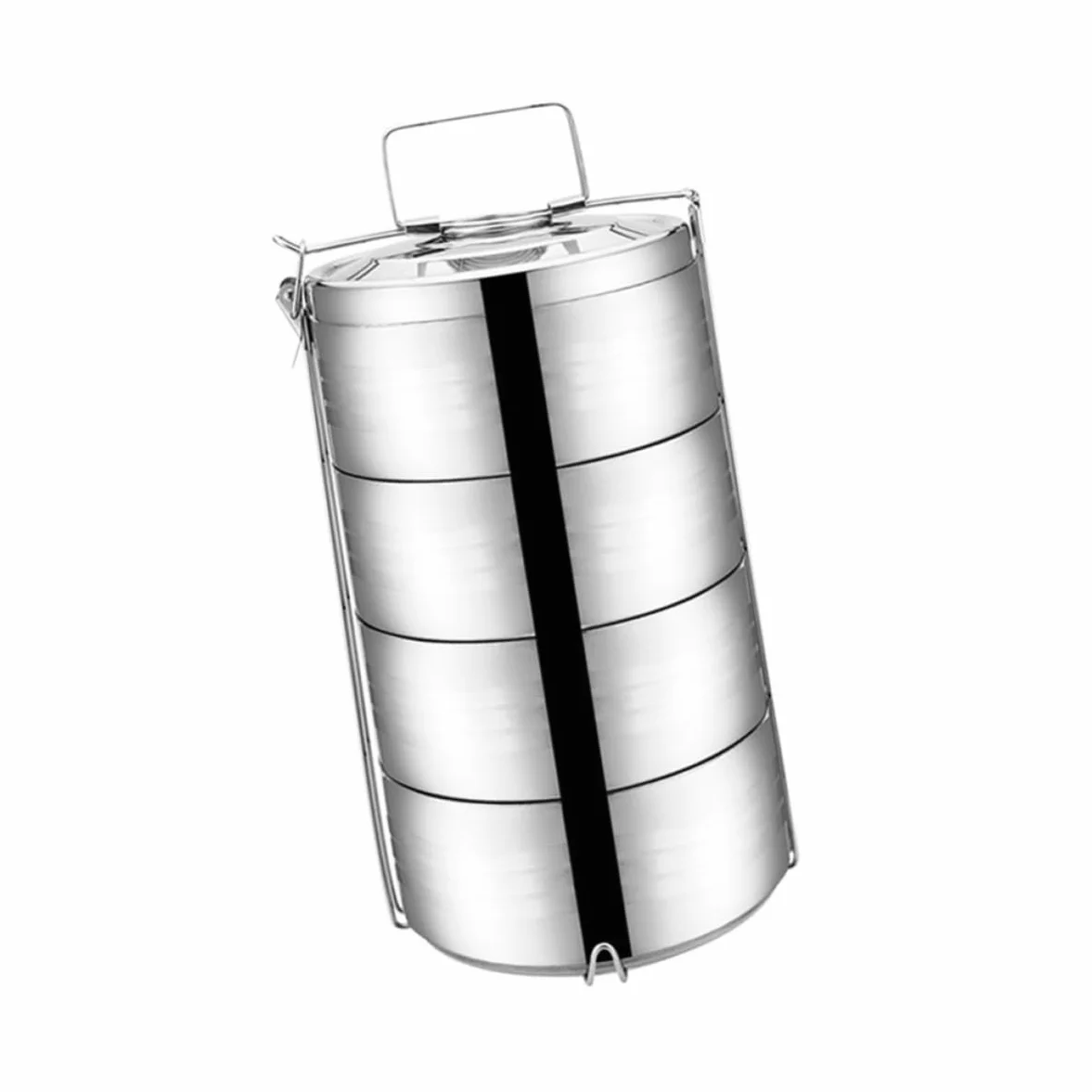 jojofuny Fiambrera Caja de Almuerzo Aislada Diseño de 4 Niveles Térmica de Acero Inoxidable que Conserva el Sabor Original para Escuela y Trabajo